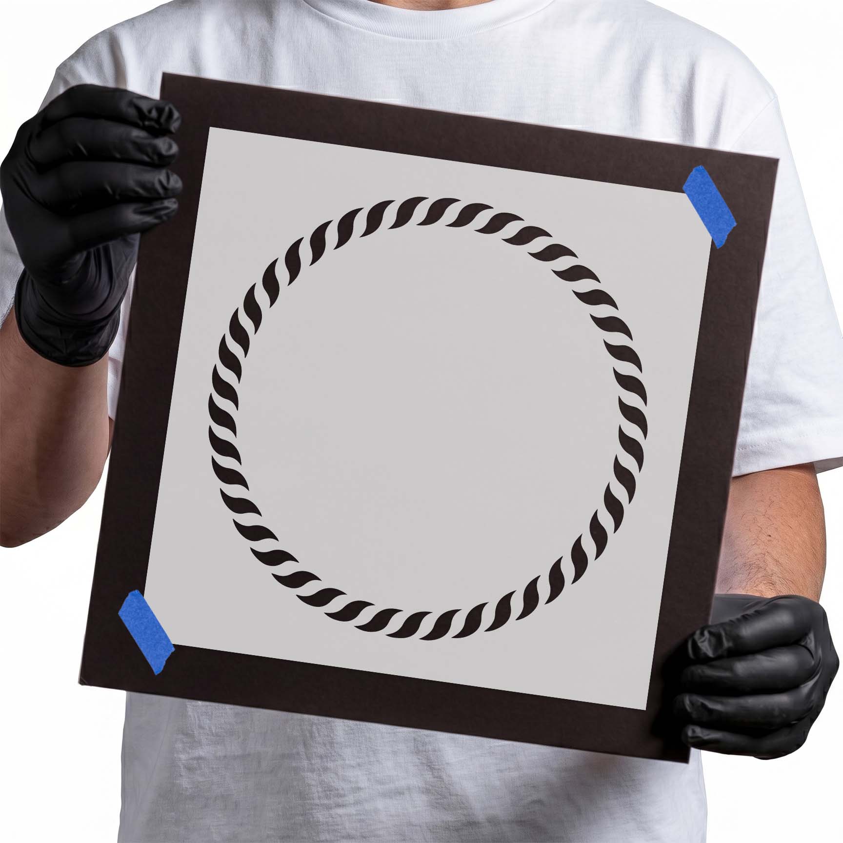 Circular twisted rope border stencil with open center