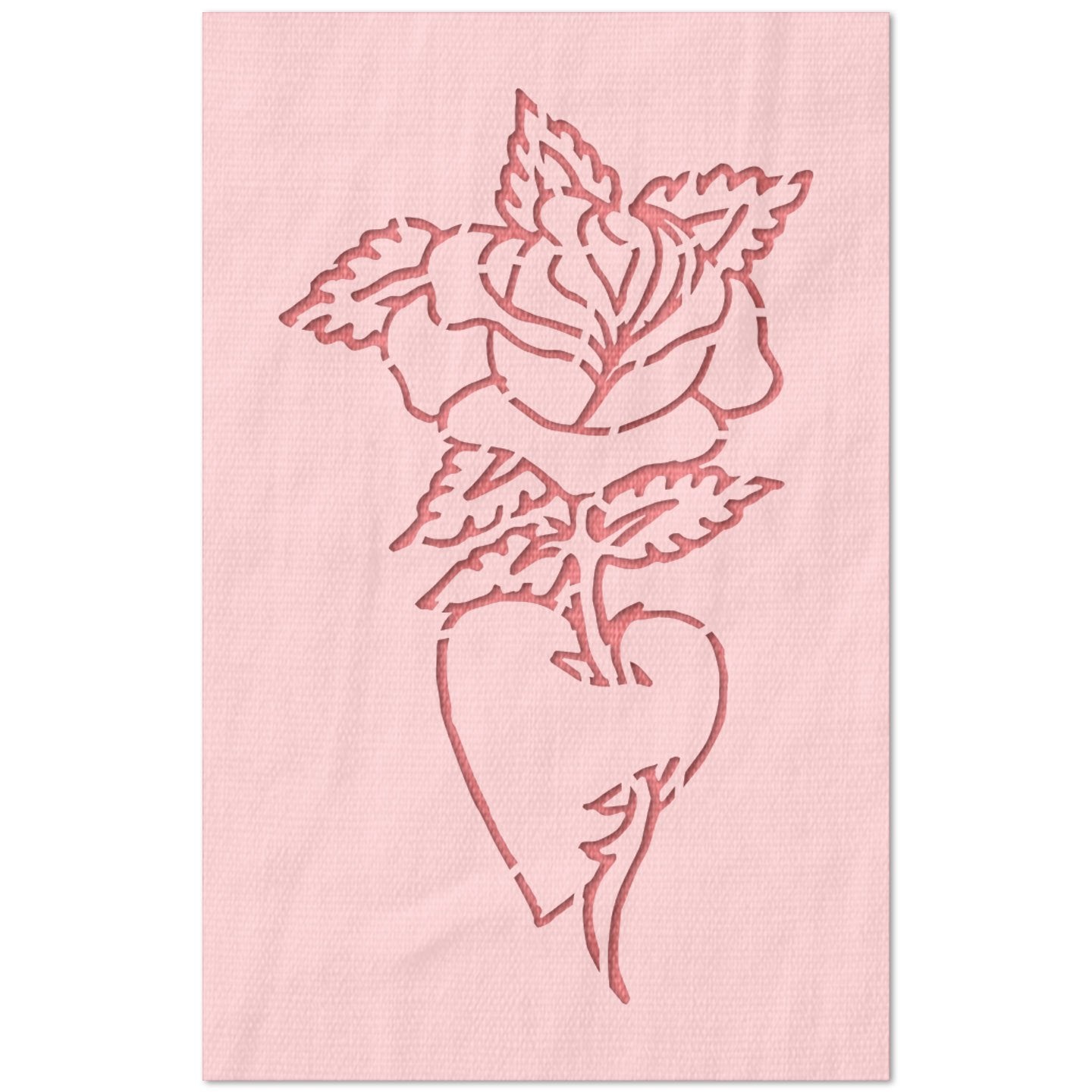 Rose with Heart Vase Stencil