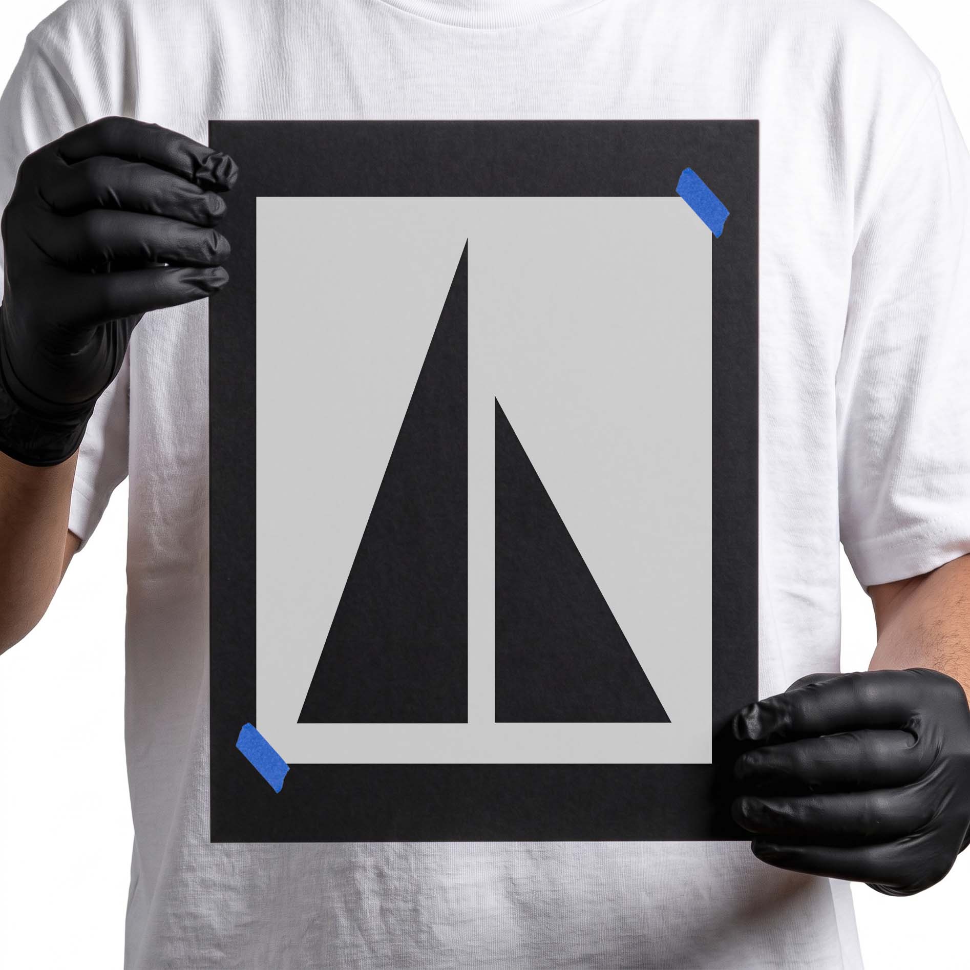 Sails stencil featuring two pointed geometric sail silhouettes
