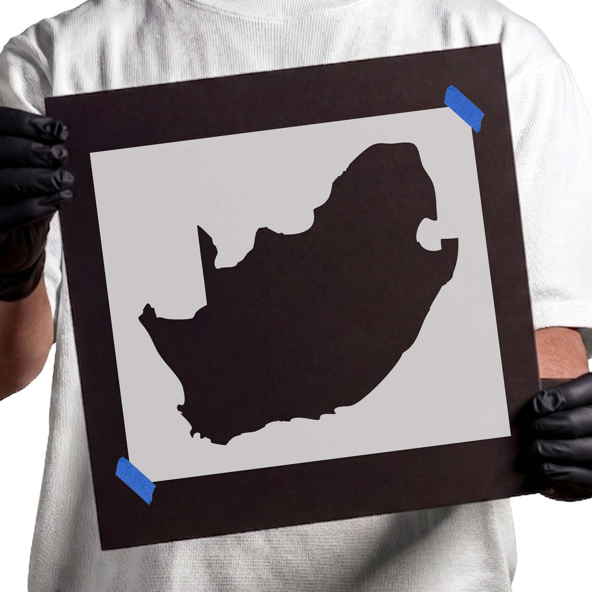 South Africa map stencil with solid geographic country silhouette