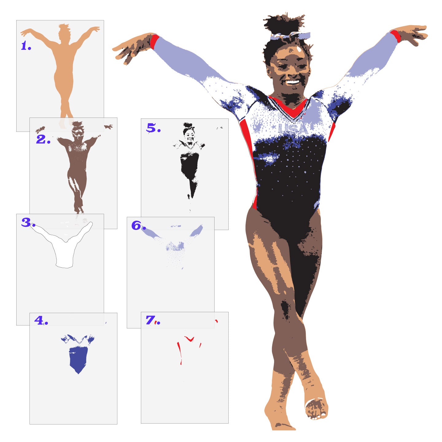 Simone Biles Olympic 7 Layer Stencil Set