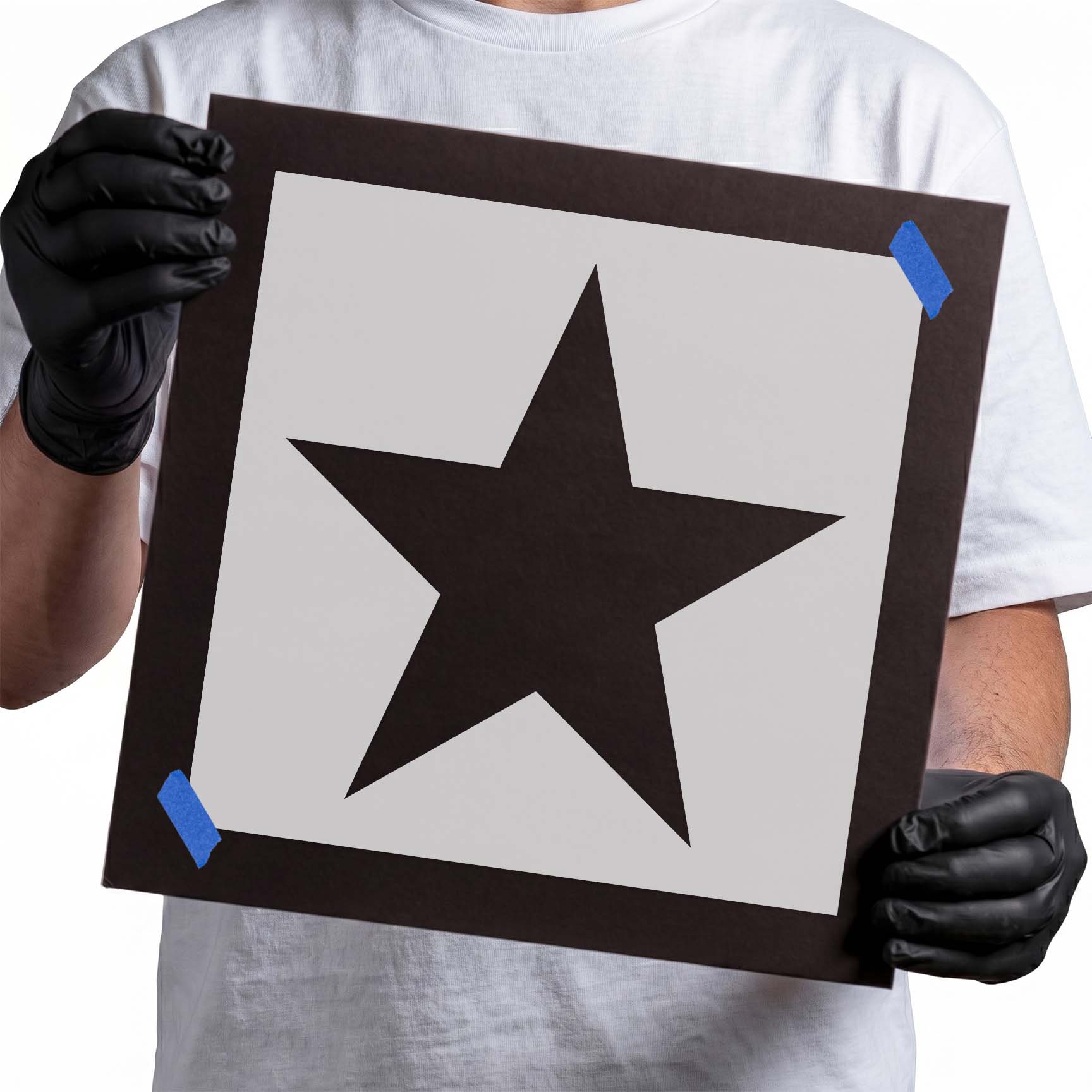 Five point star stencil with bold solid geometric shape