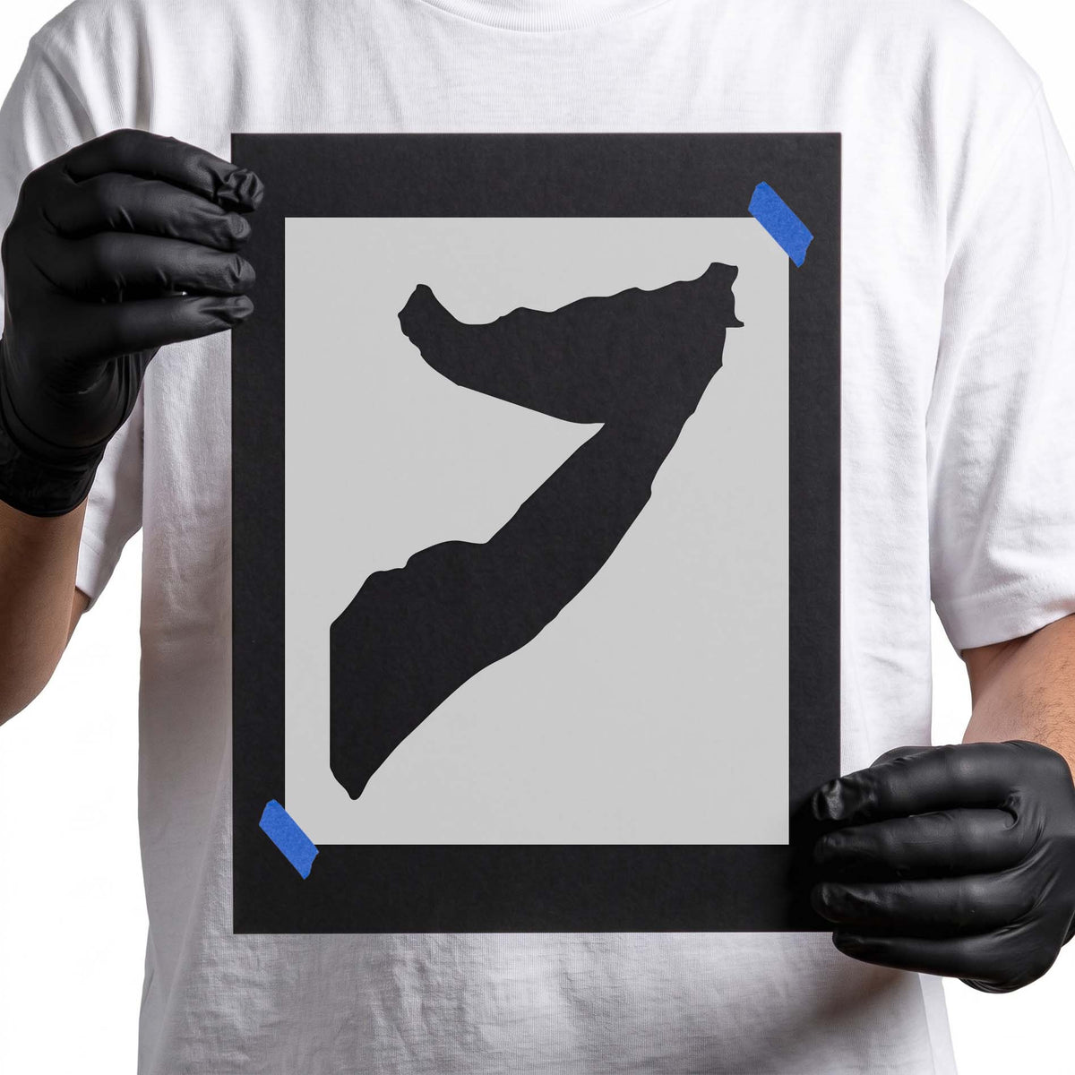 Somalia map stencil featuring a solid country silhouette