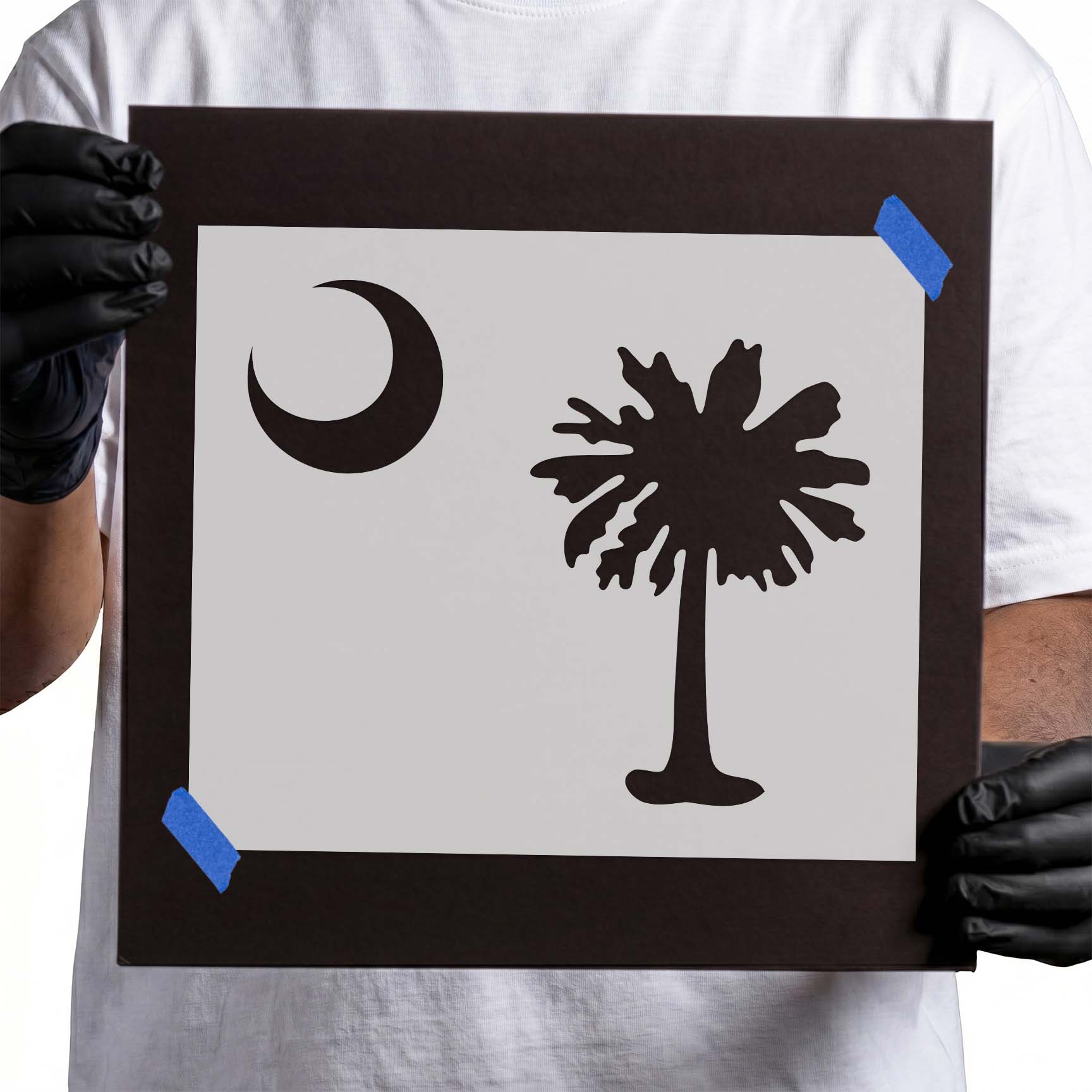 Palmetto Tree and Moon Stencil / South Carolina State Flag Stencil