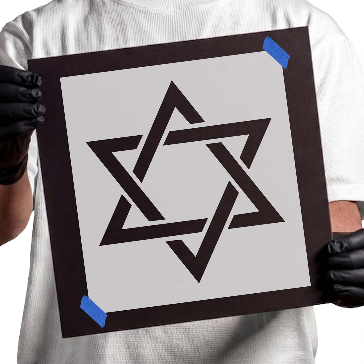 Star of David stencil with two interlocking triangles forming six points
