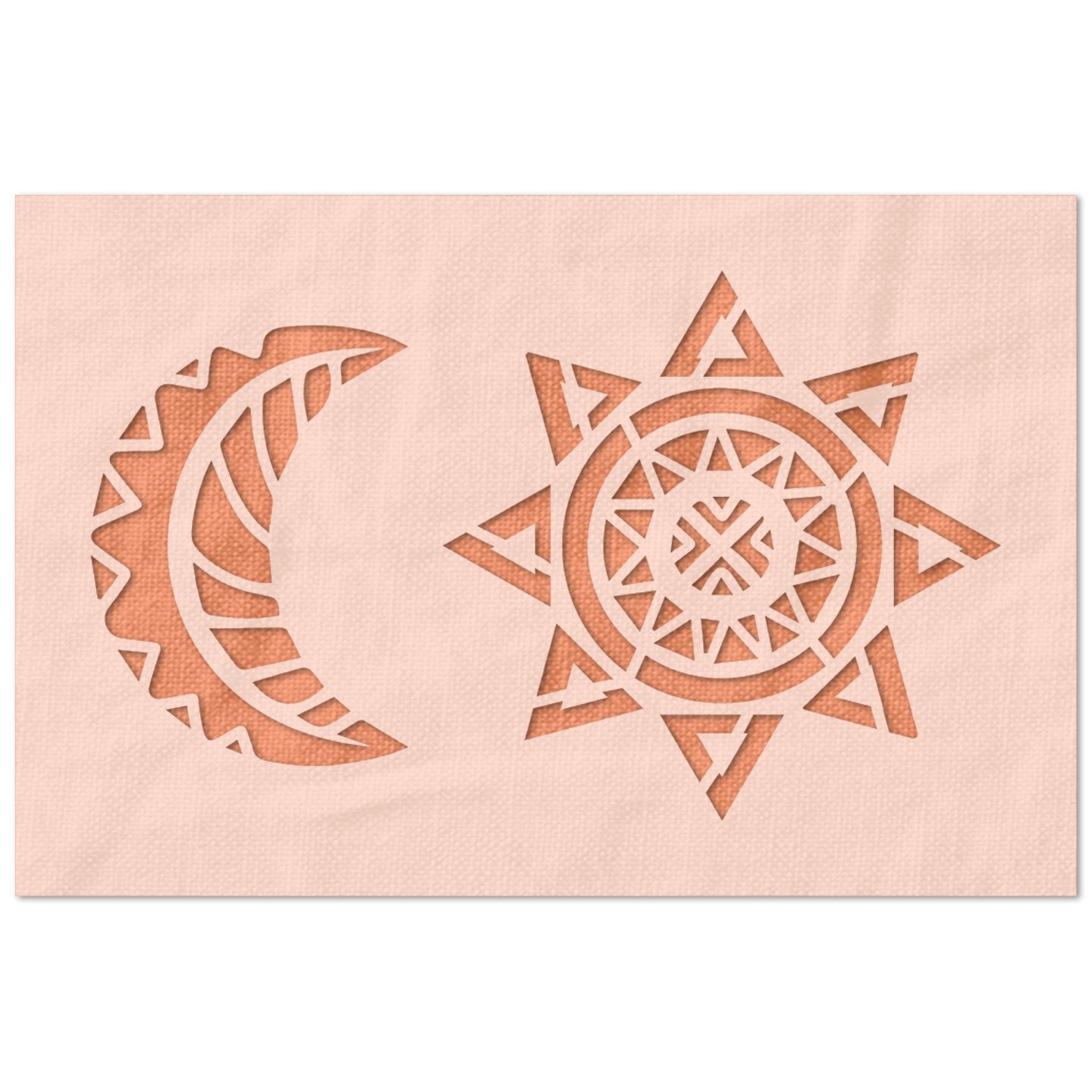Intricate Stylized Sun and Moon Stencil