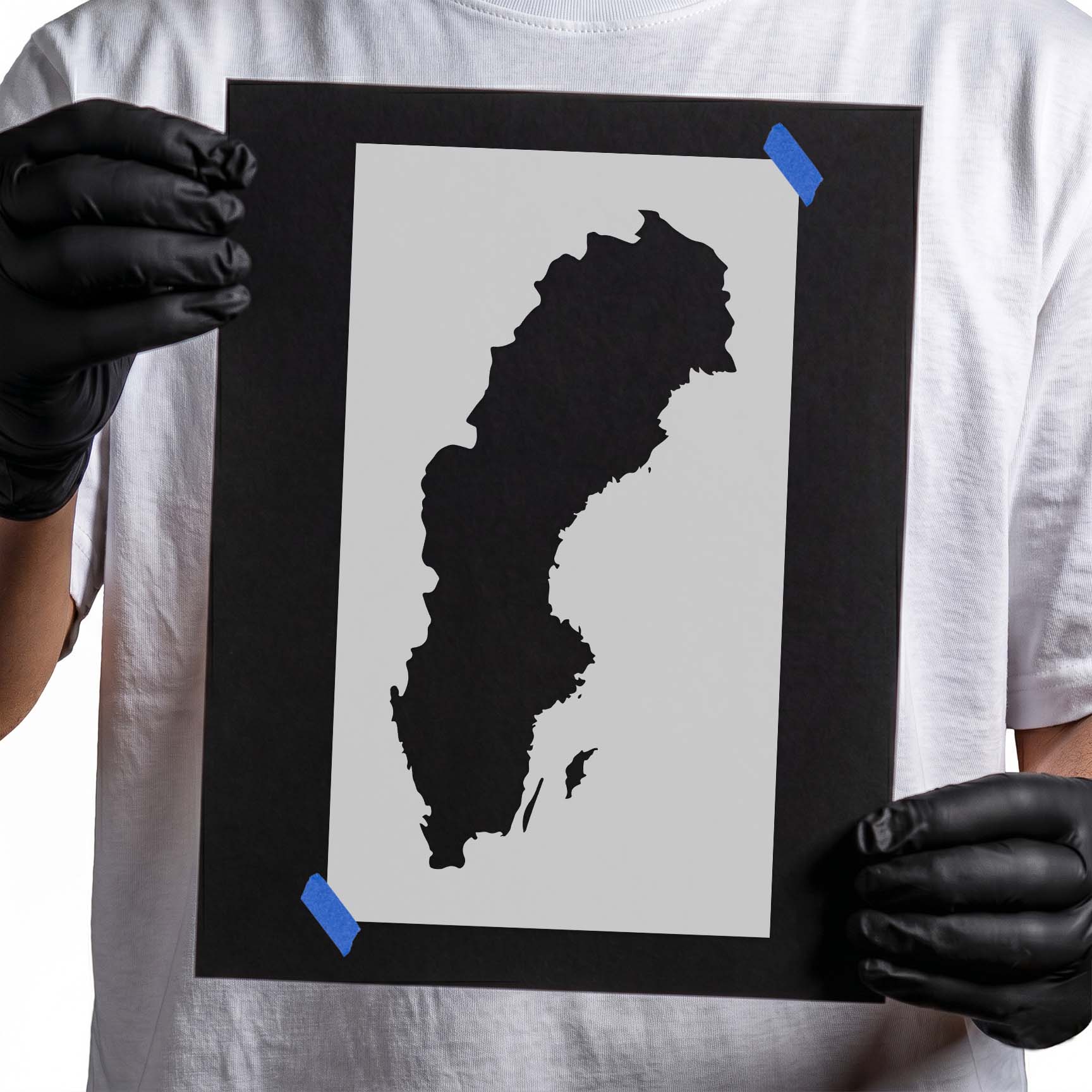 Sweden map stencil with detailed country outline and island shapes