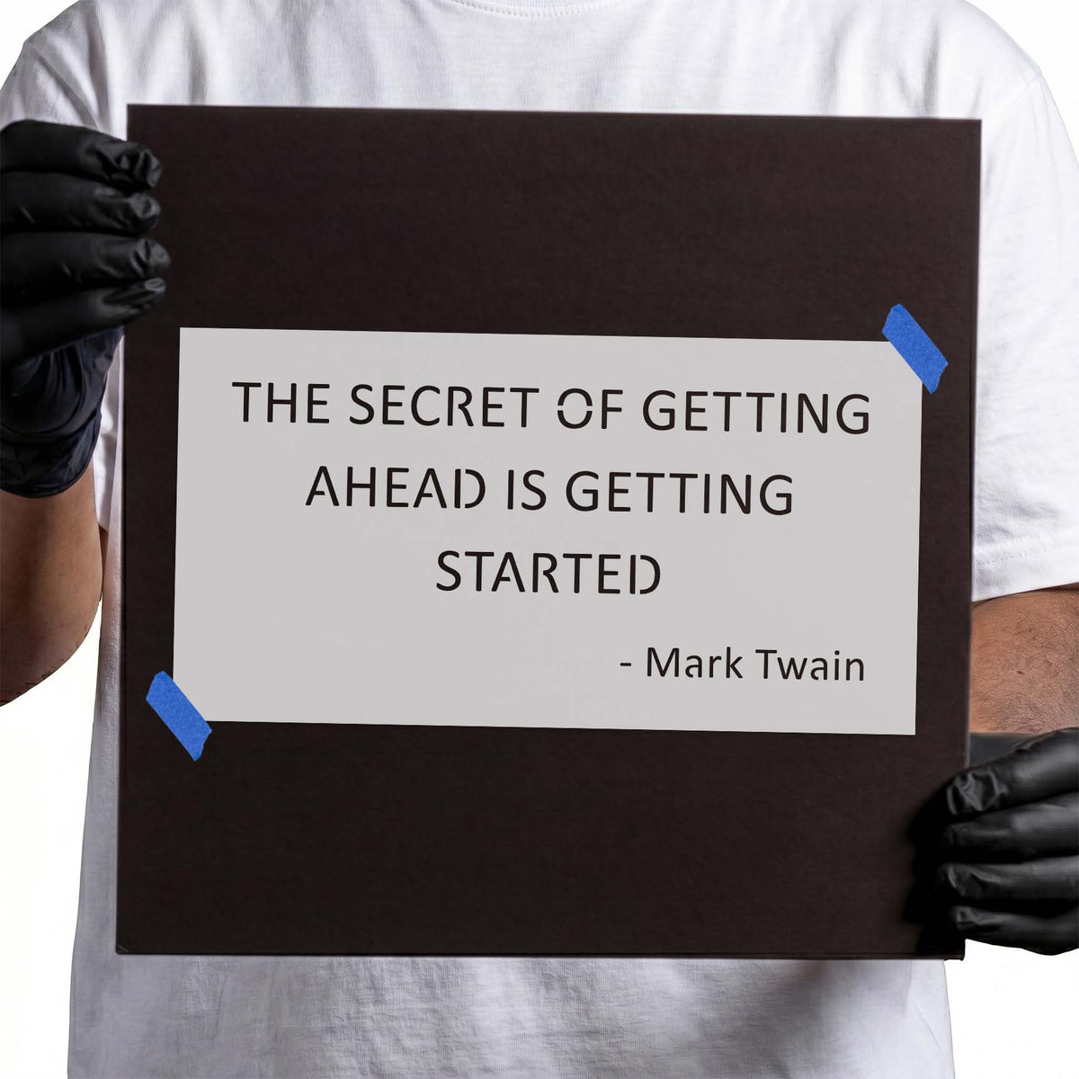 Motivational getting ahead quote stencil with Mark Twain attribution