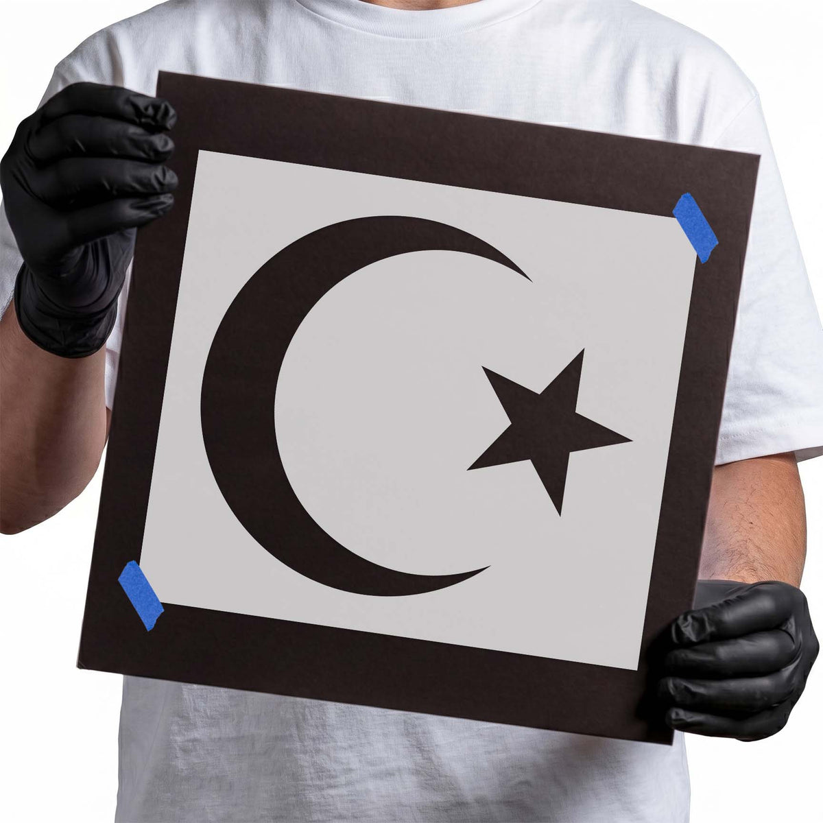 Turkish flag stencil with crescent moon and five point star
