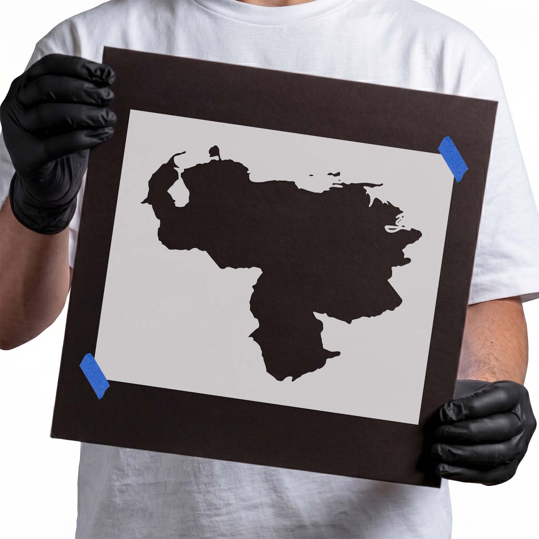 Venezuela map stencil with detailed national outline and coastal contours