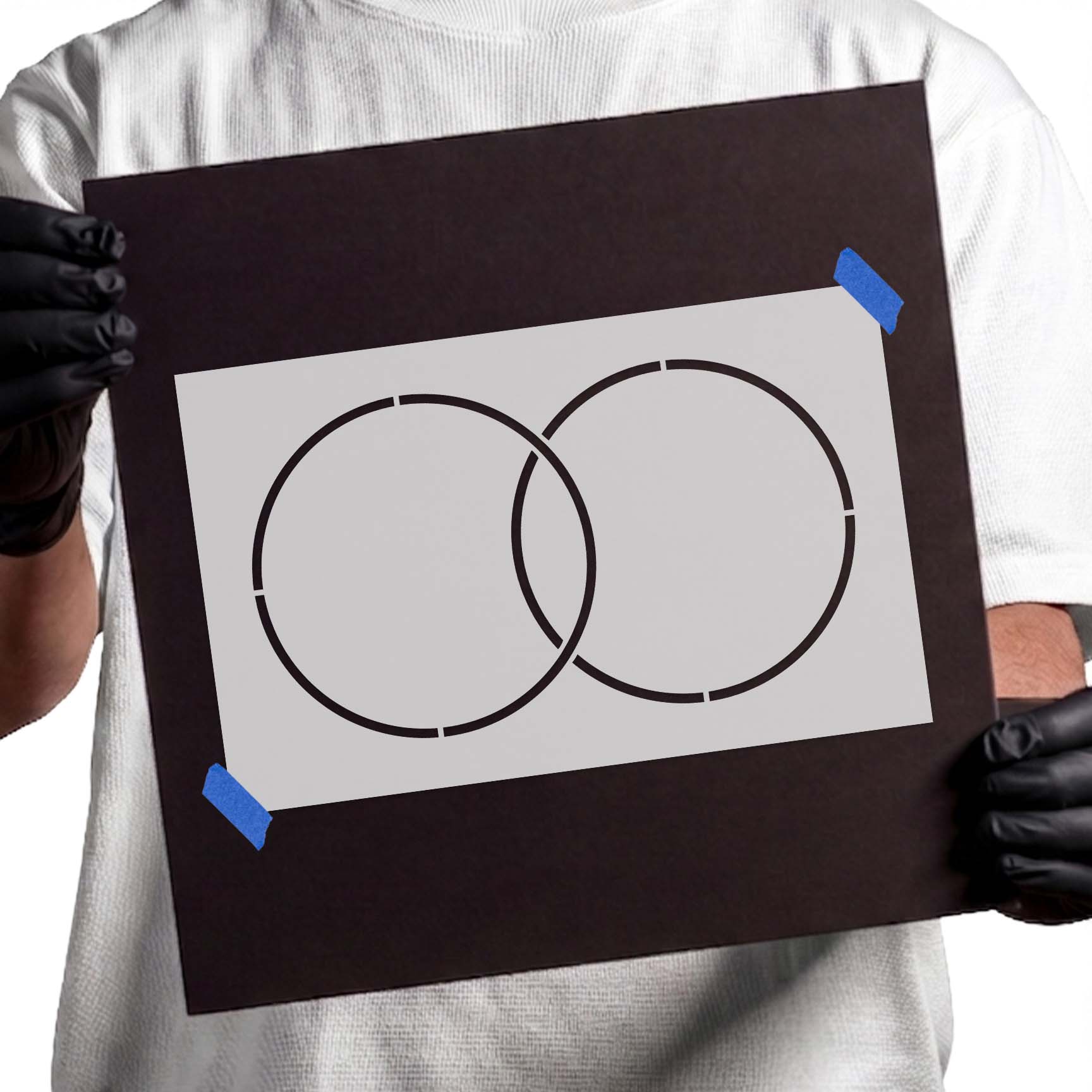 Venn diagram stencil featuring two overlapping outlined circles