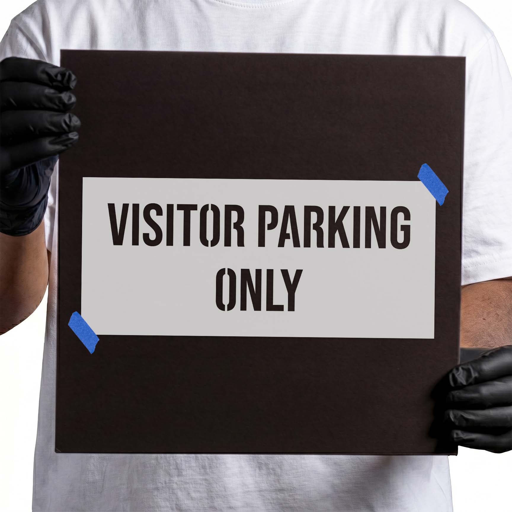 Visitor parking only stencil with bold uppercase lettering