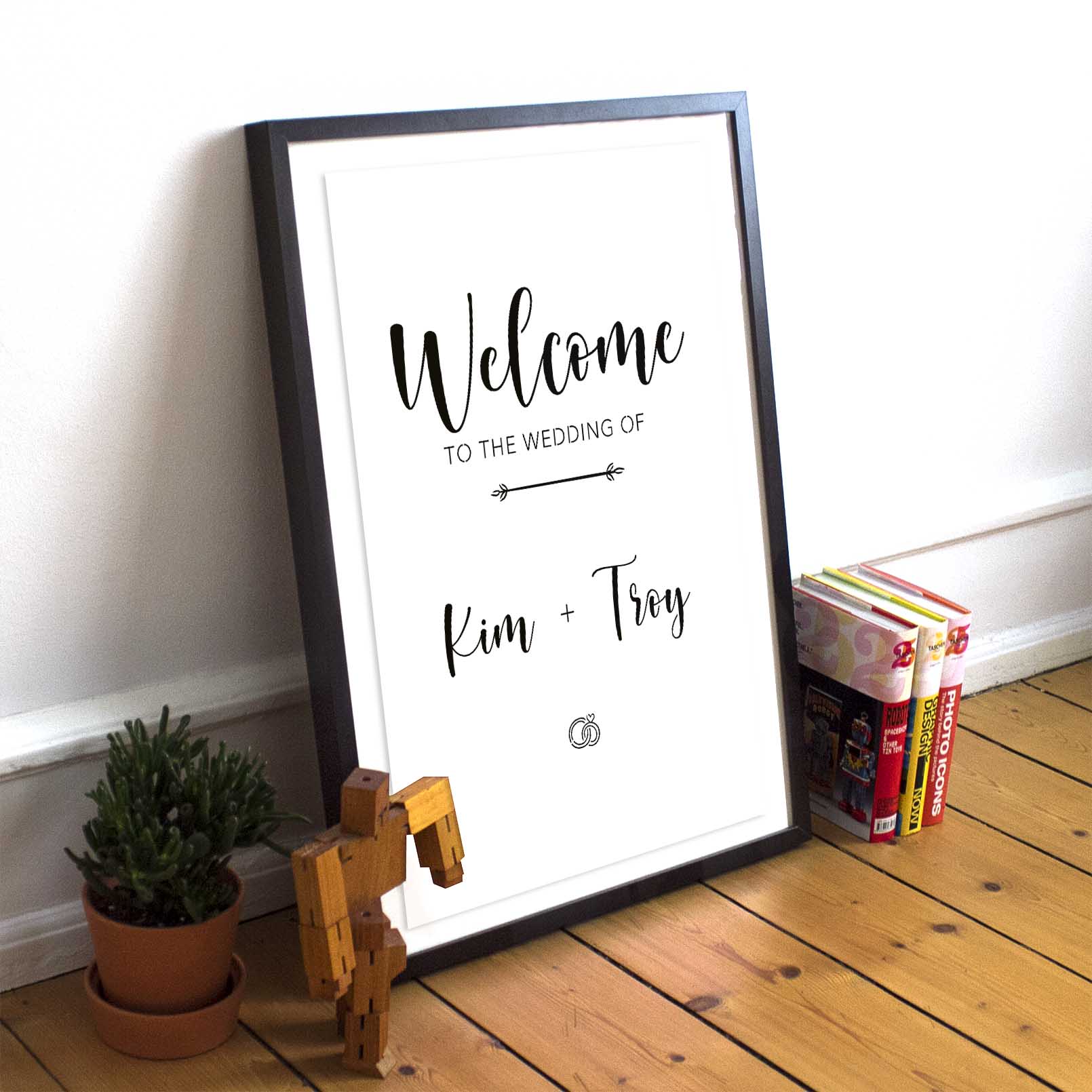 DIY wedding sign with personalized names