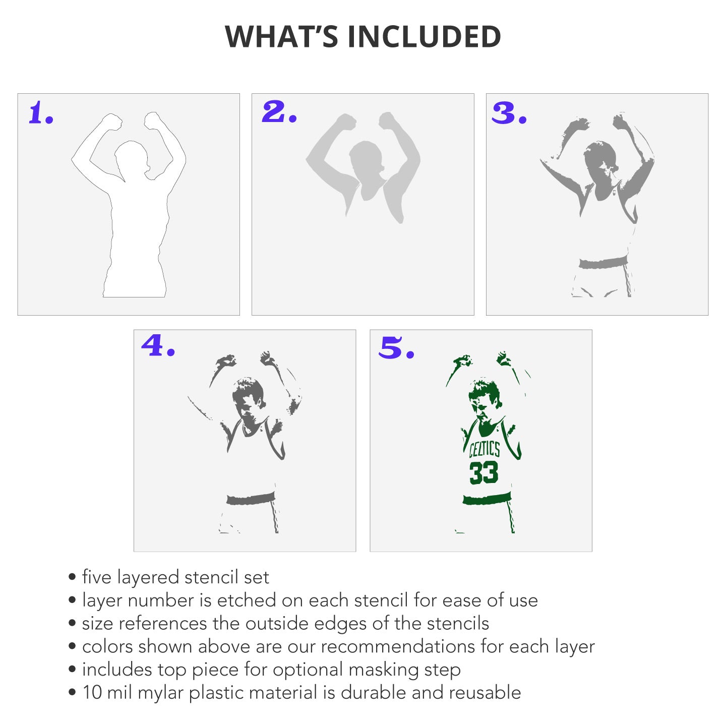 Larry Bird Layered Stencil Set