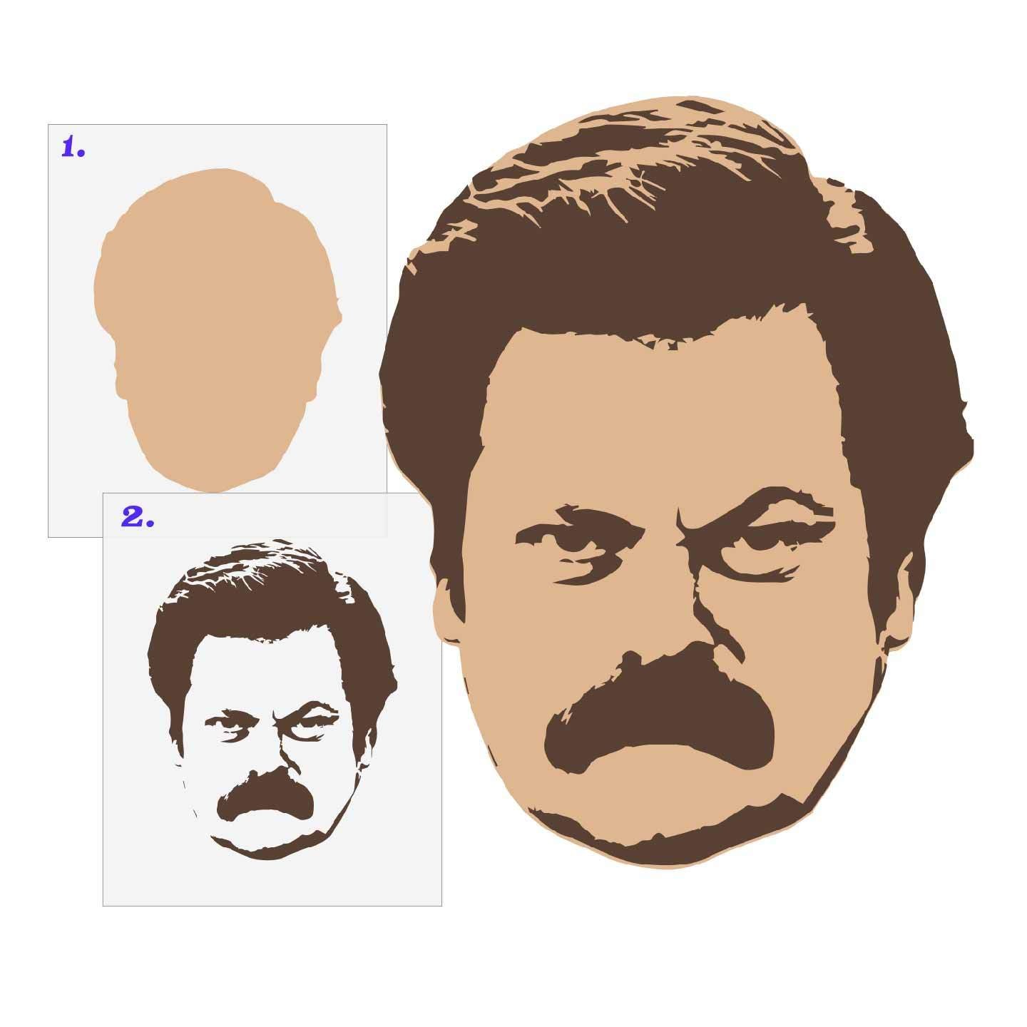 Ron Swanson Layered Stencil Set
