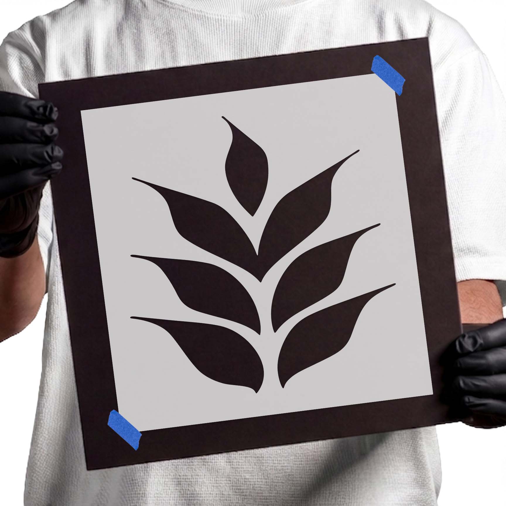 Wheat plant stencil with seven long pointed leaves