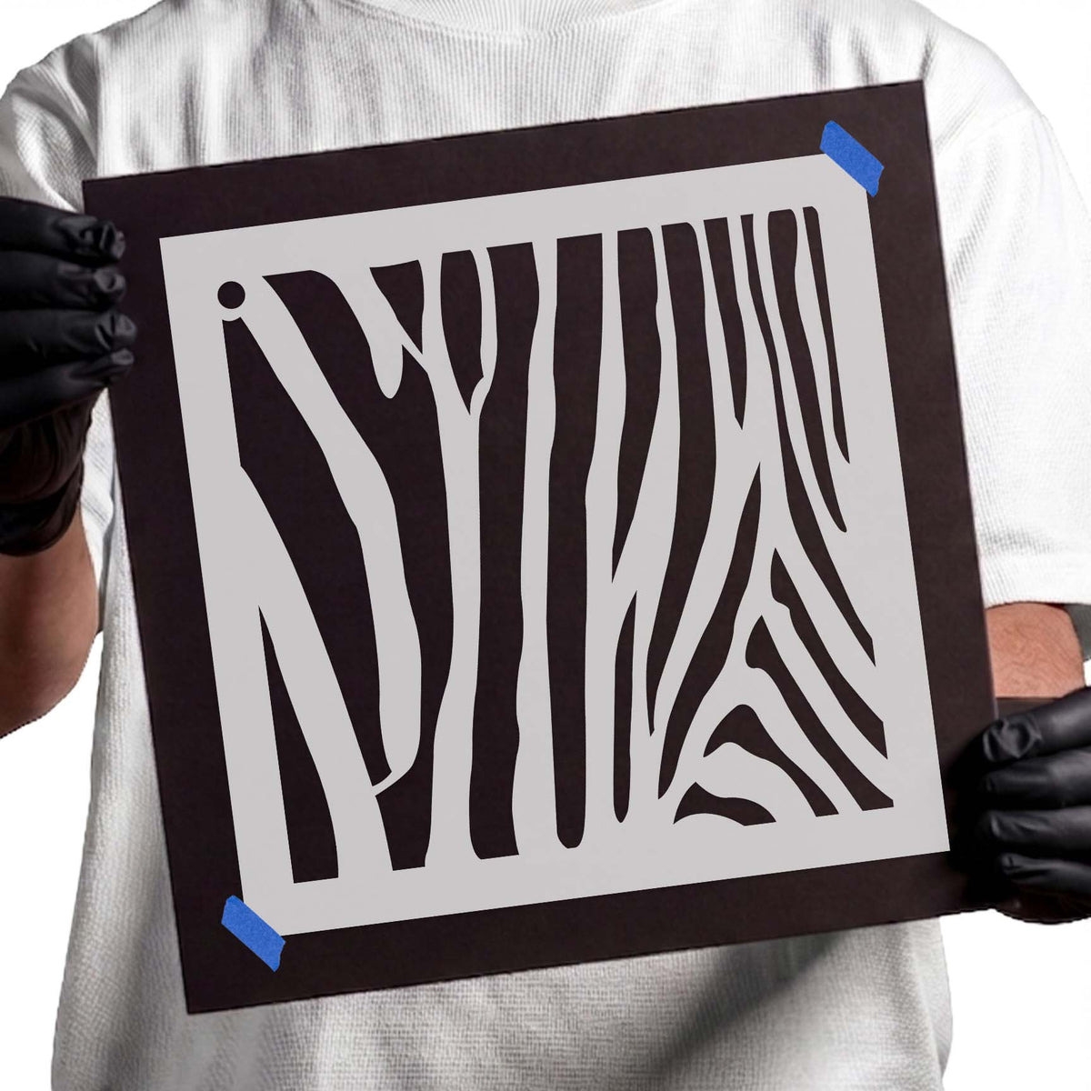 Zebra print stencil with flowing irregular animal stripe pattern