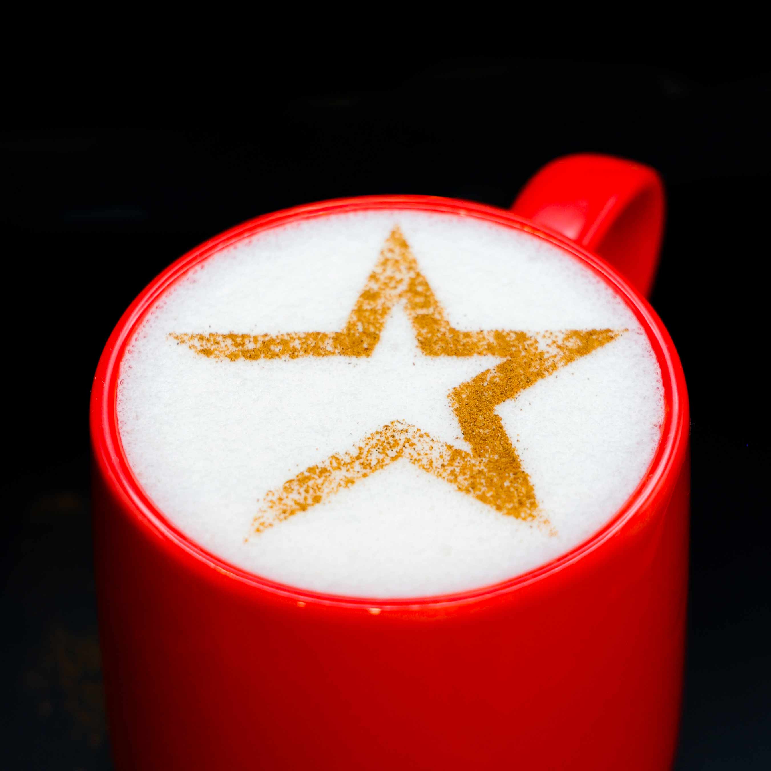 Houston Astros logo stenciled on latte
