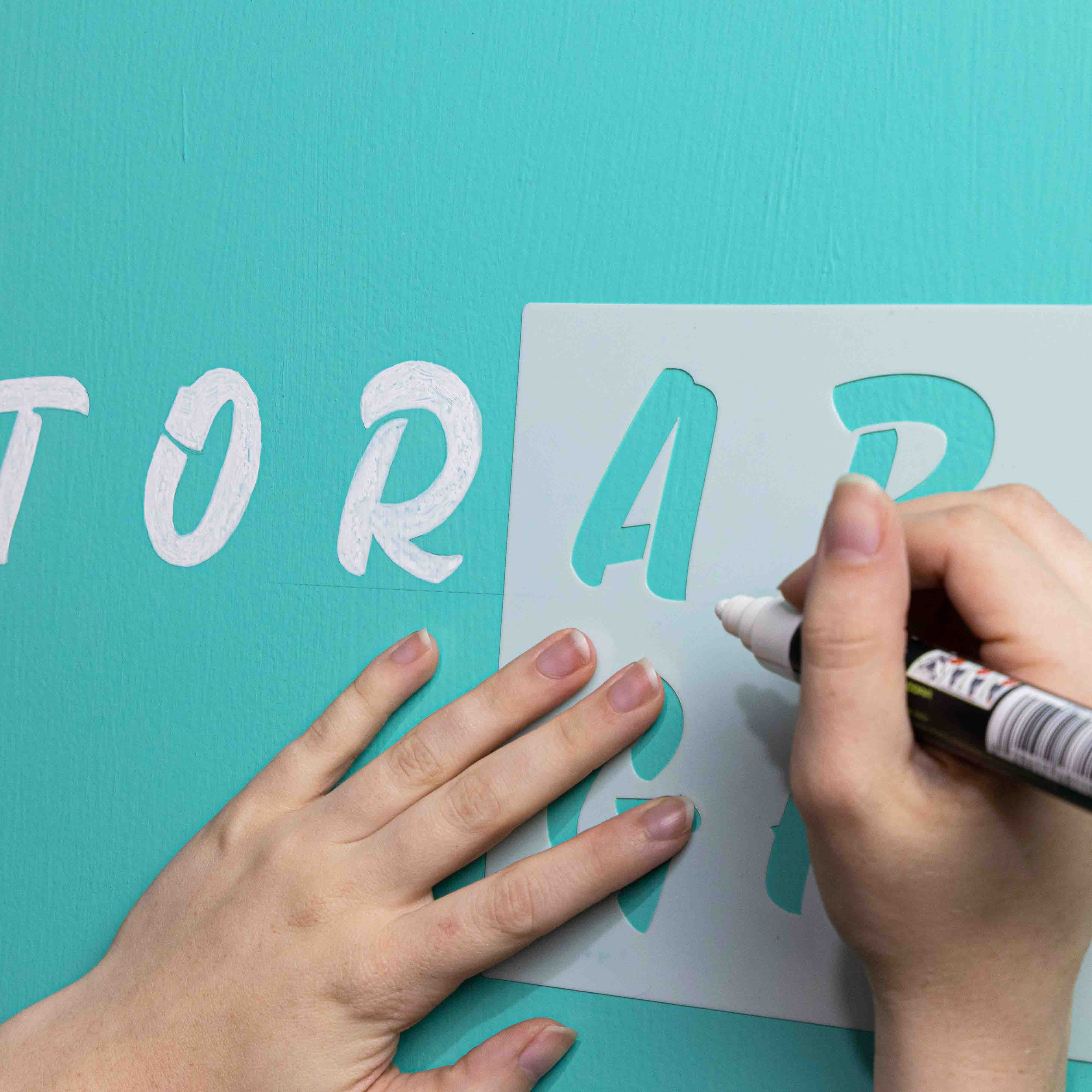 letter stencil on door