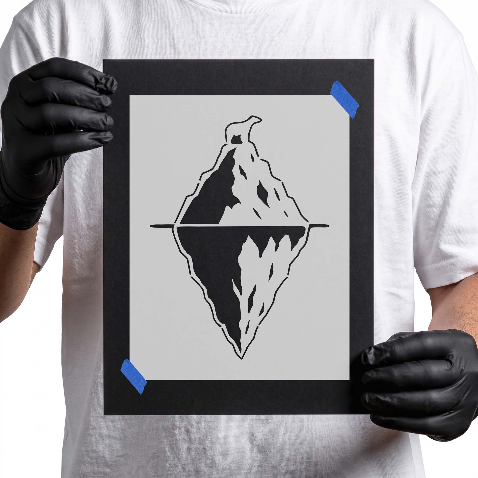Floating iceberg featuring a hidden polar bear silhouette in minimalist design
