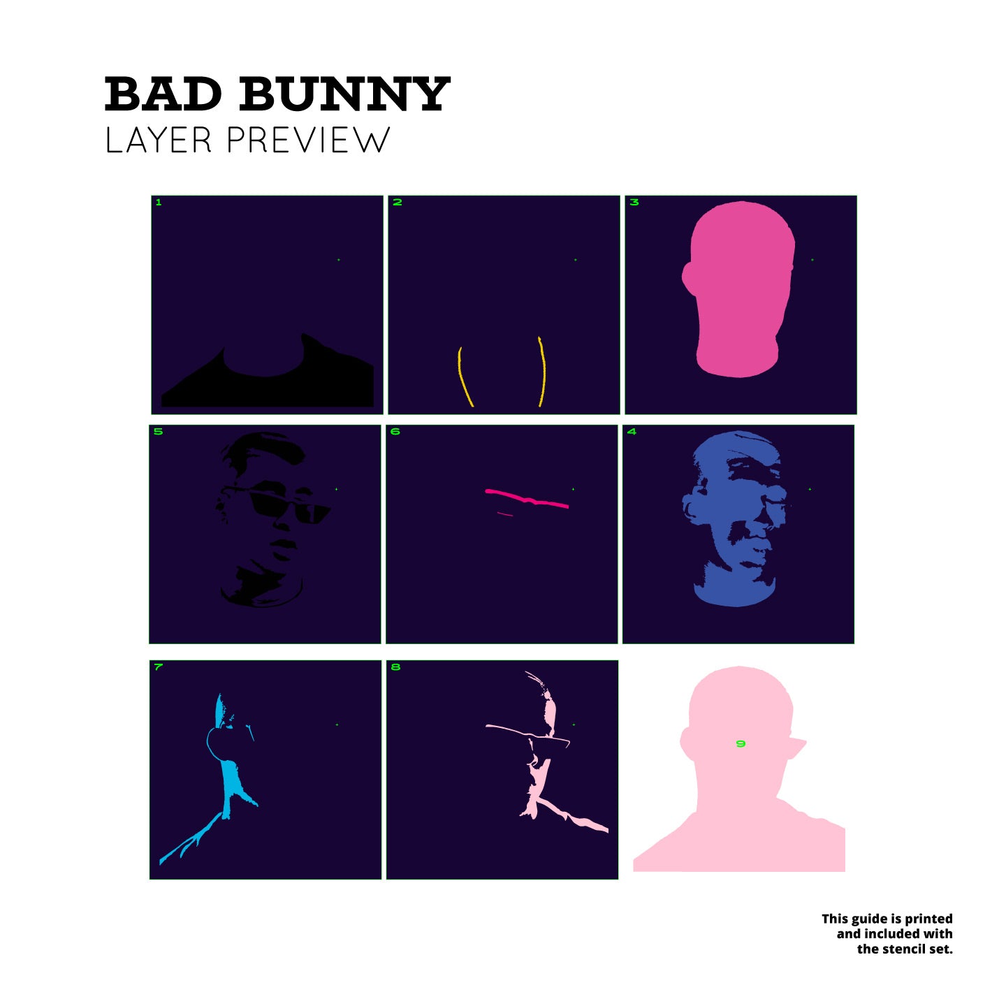 Bad Bunny "Miami Vice" Layered Stencil Set