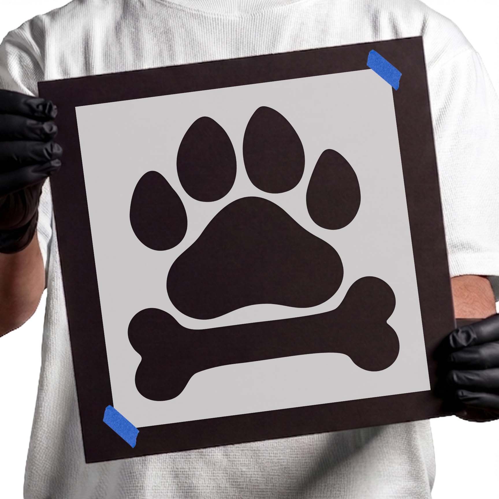 Dog paw print with bone stencil design
