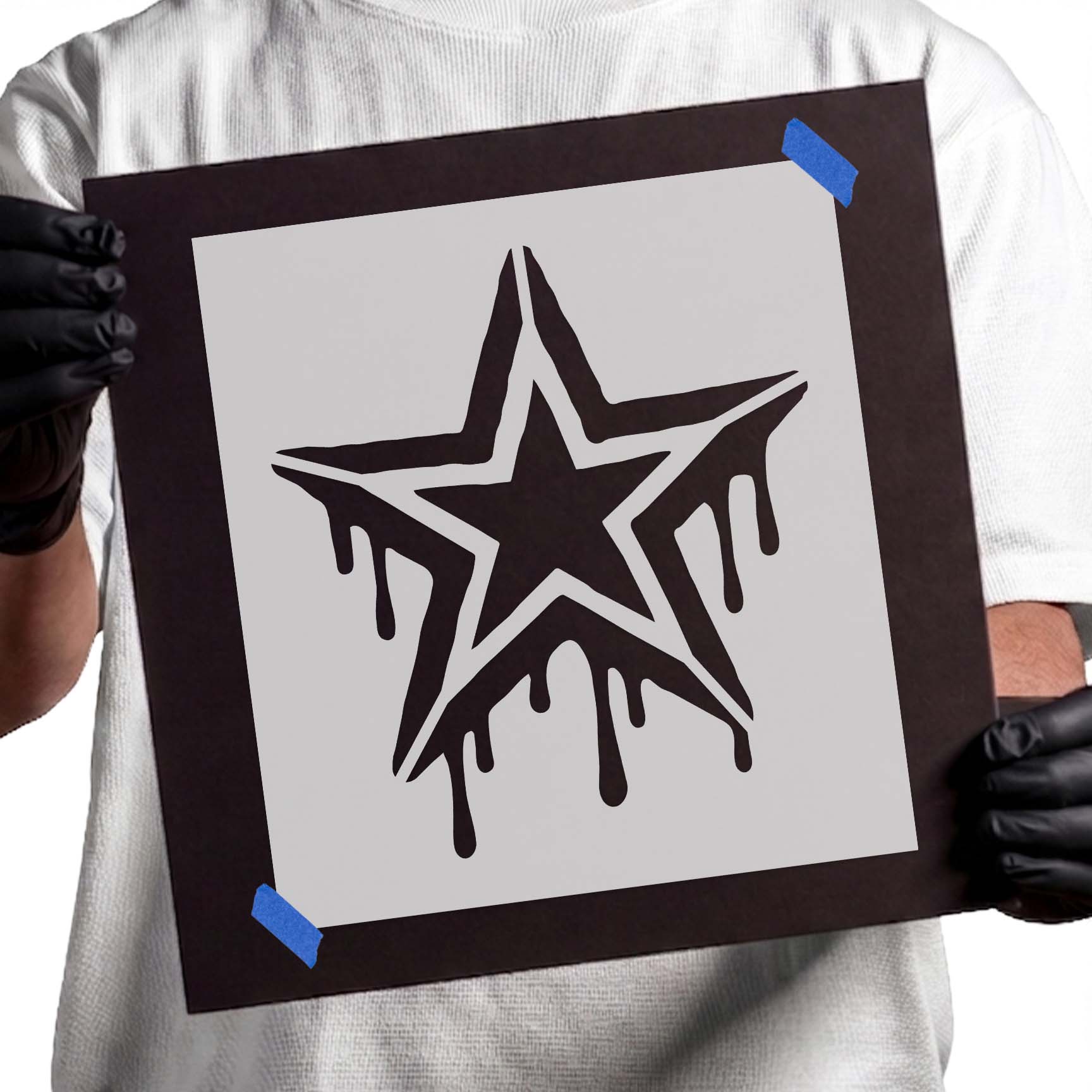 Graffiti Drip Star Stencil with layered dripping star design
