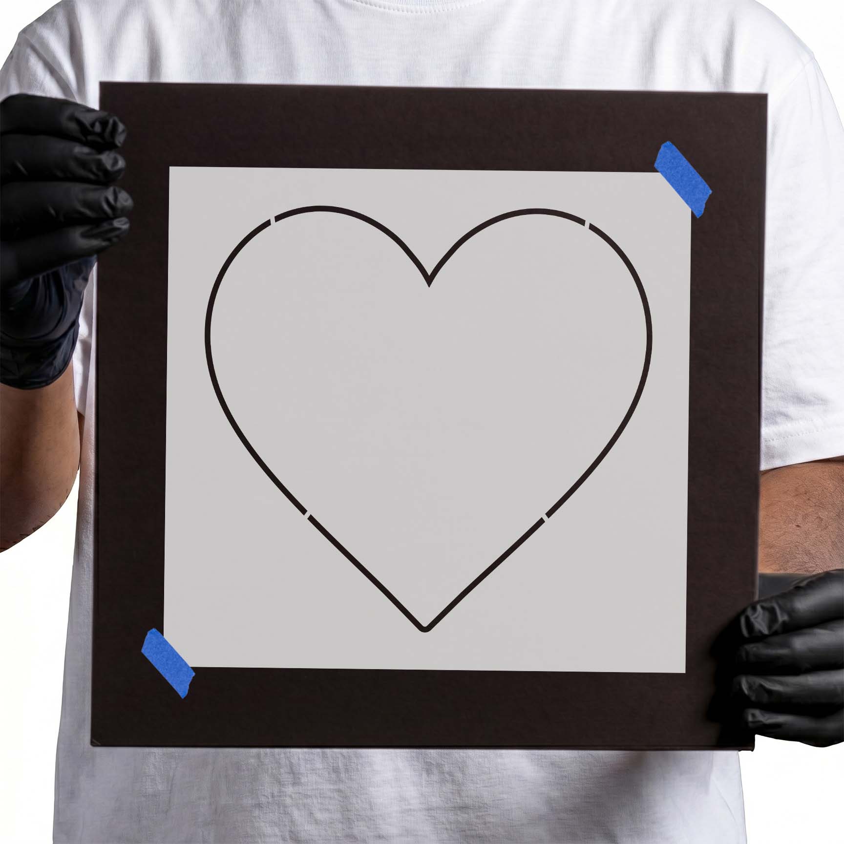 Heart Outline Stencil featuring a simple heart outline centeredon a reusable stencil