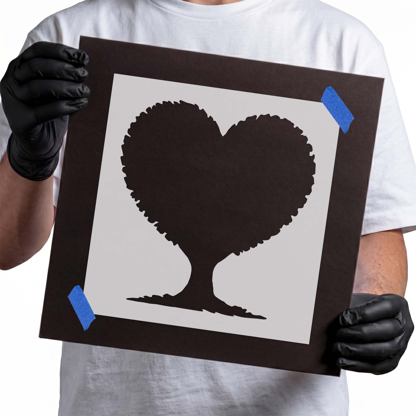 Heart-shaped tree silhouette with full leafy canopy design