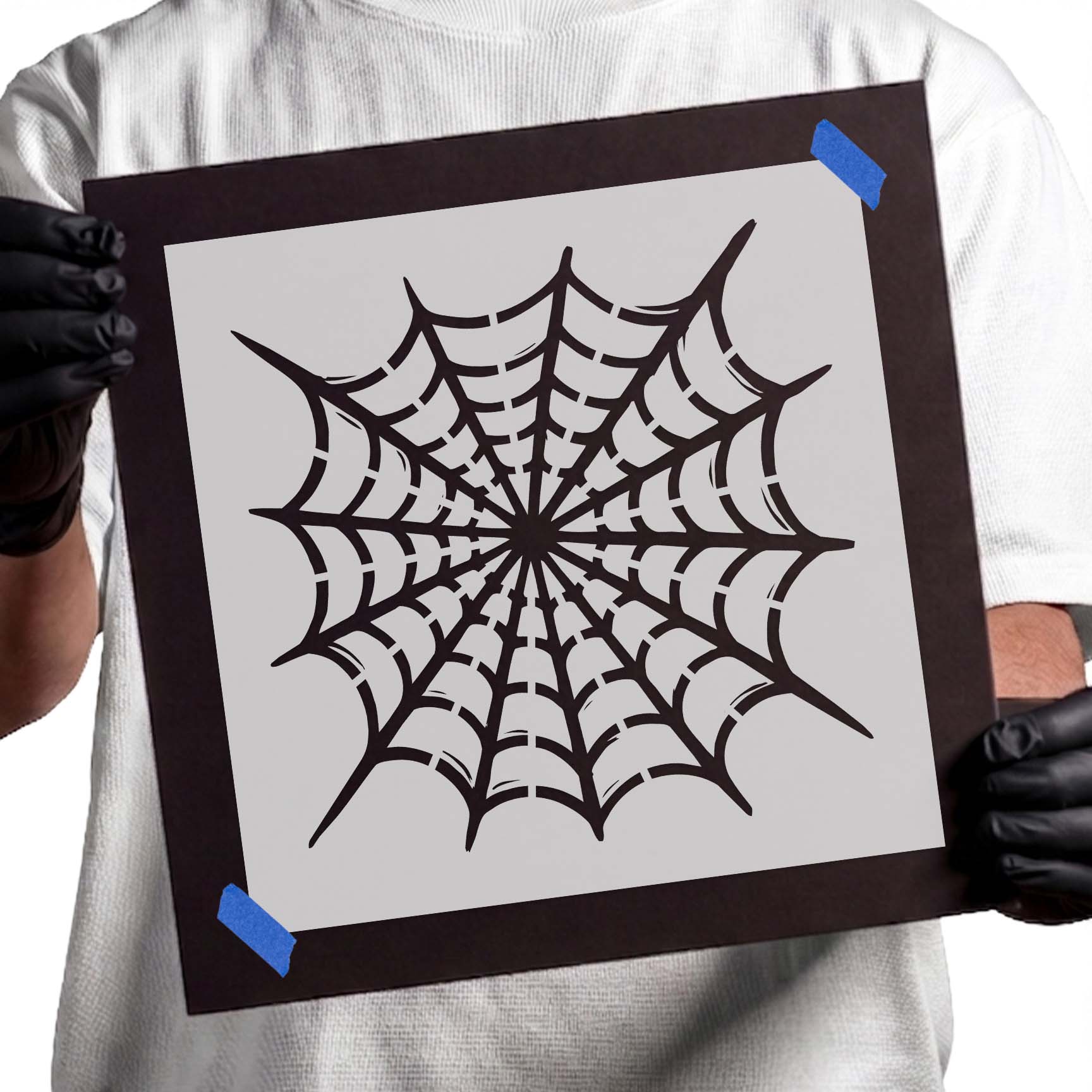 Symmetrical radial spider web stencil pattern
