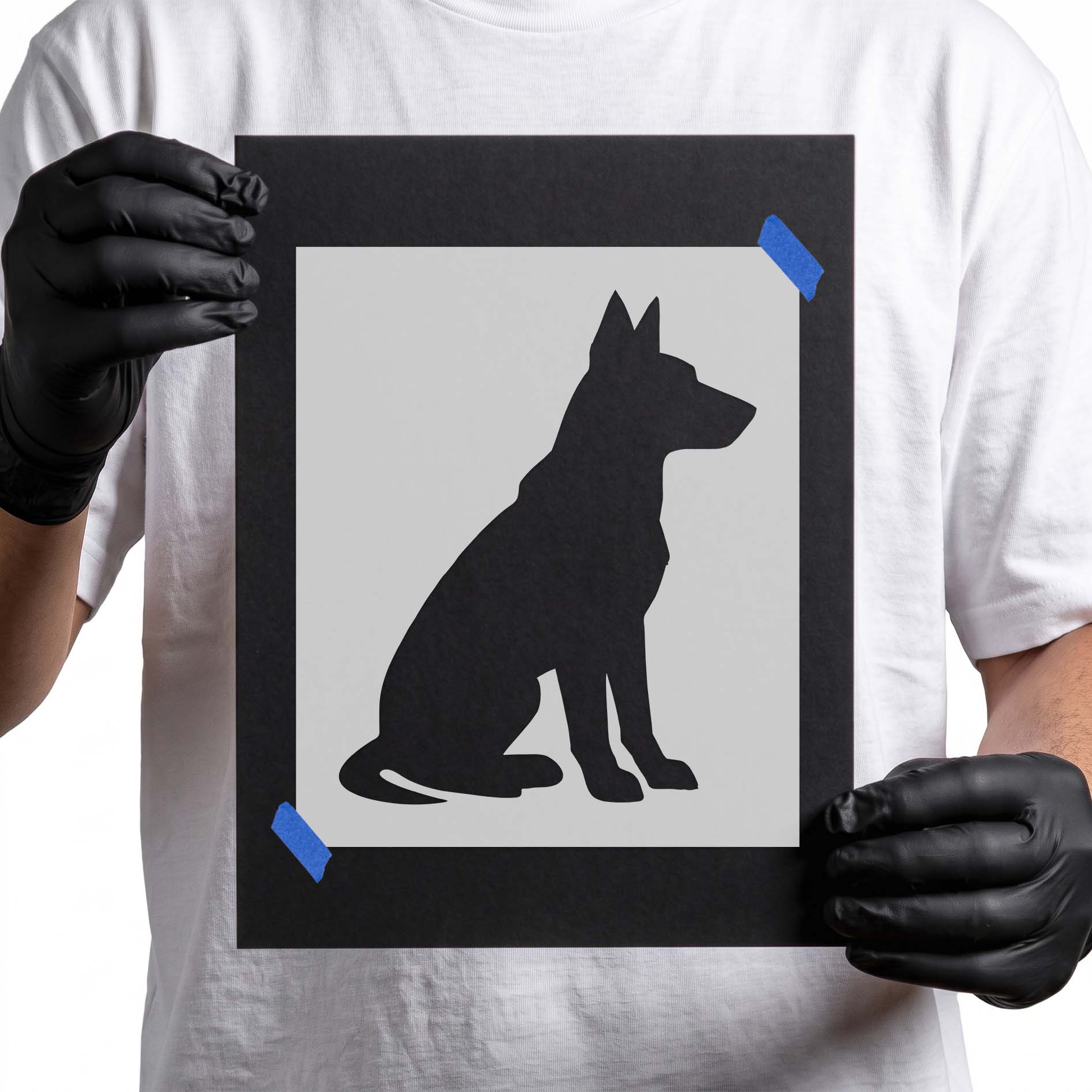 Side-profile silhouette of a sitting dog for decorative painting