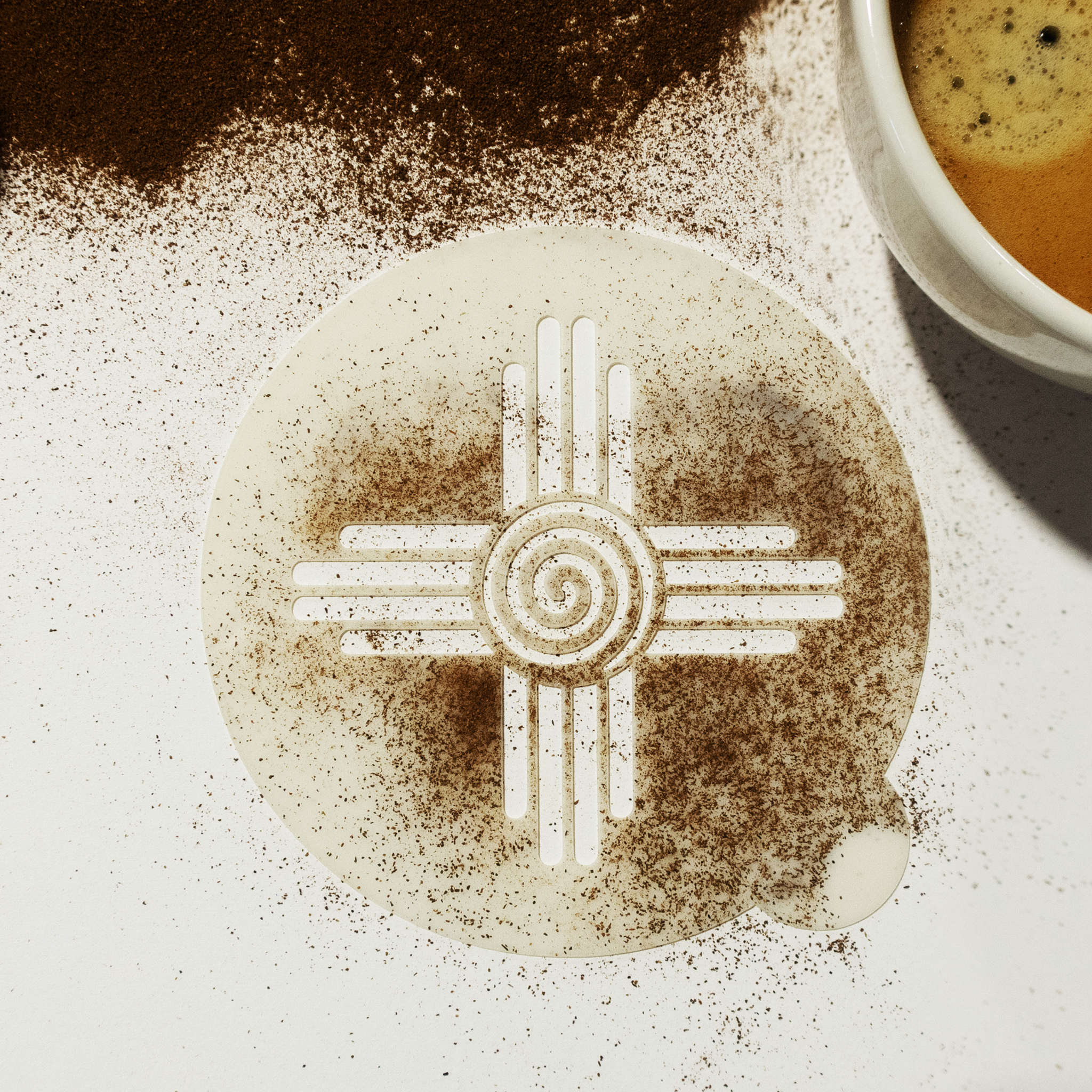 New Mexico Zia Sun Swirl Coffee Stencil