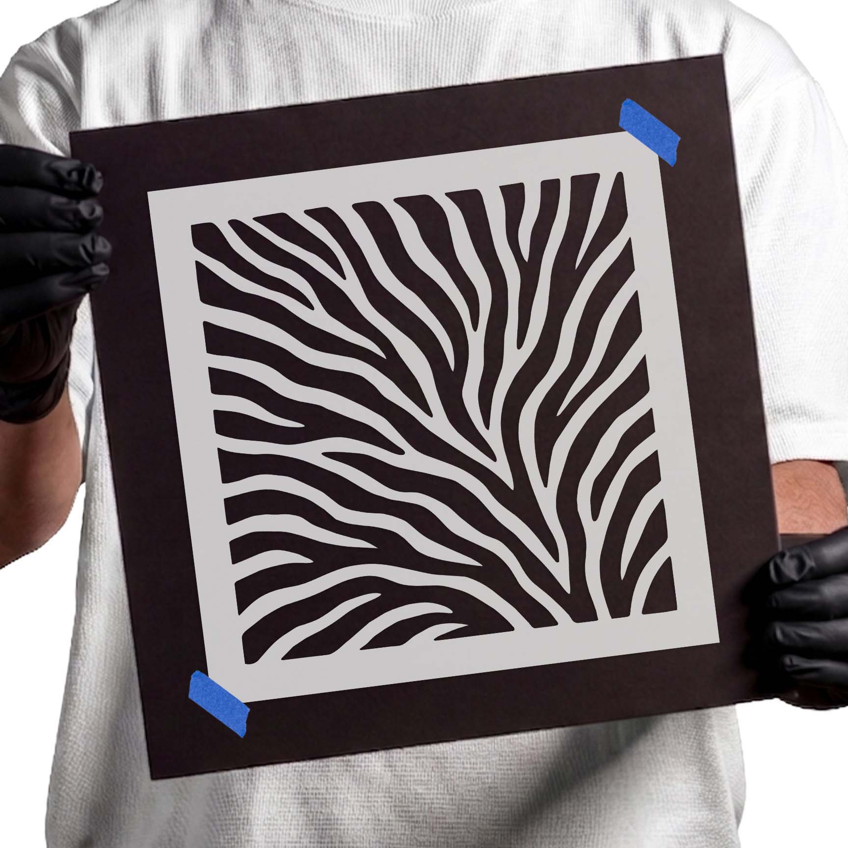 Tiger Stripe Pattern Stencil featuring bold flowing animal print stripes.
