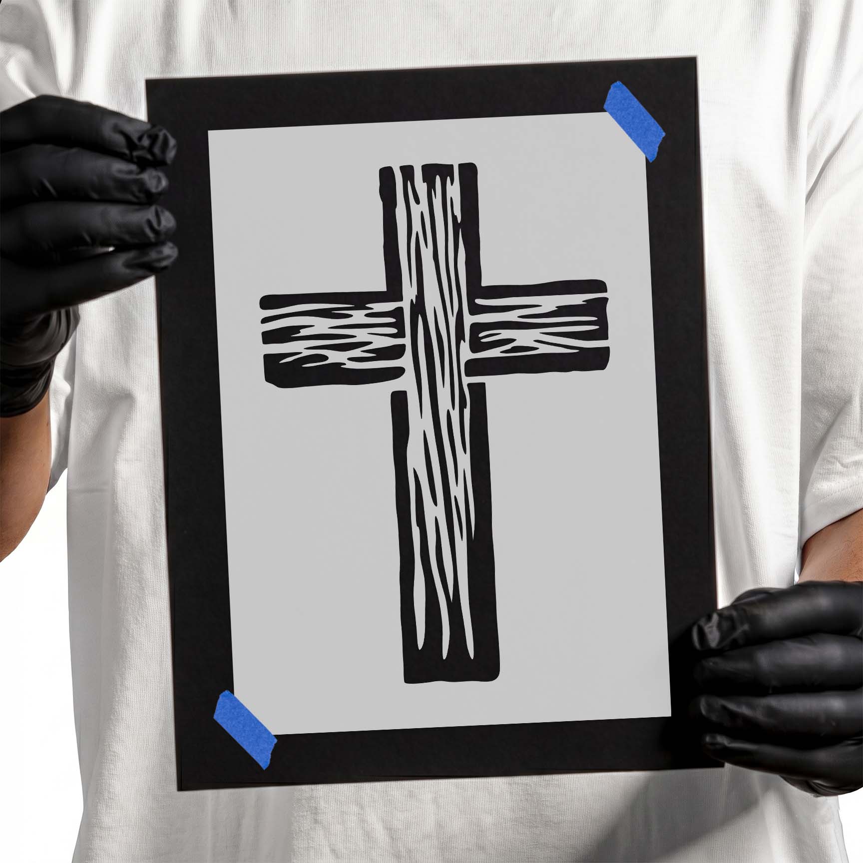 Classic Christian cross with realistic wood grain texture and rustic appearance
