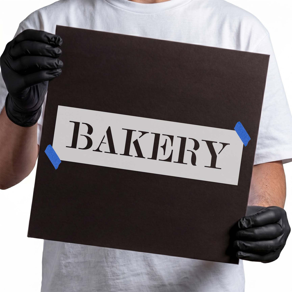 Bakery sign stencil with bold serif lettering