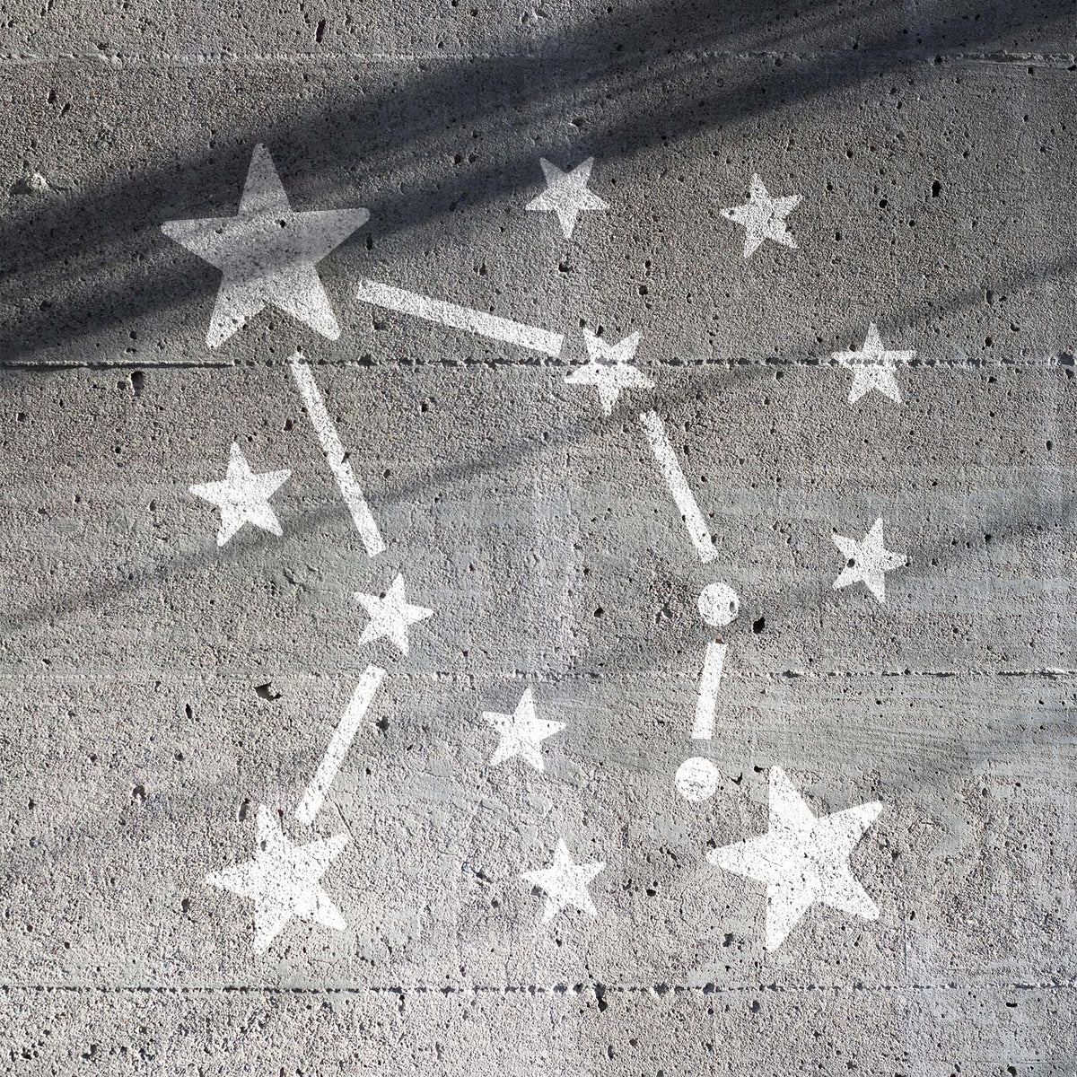 Big Dipper Constellation Night Sky Stencil painted in white on concrete