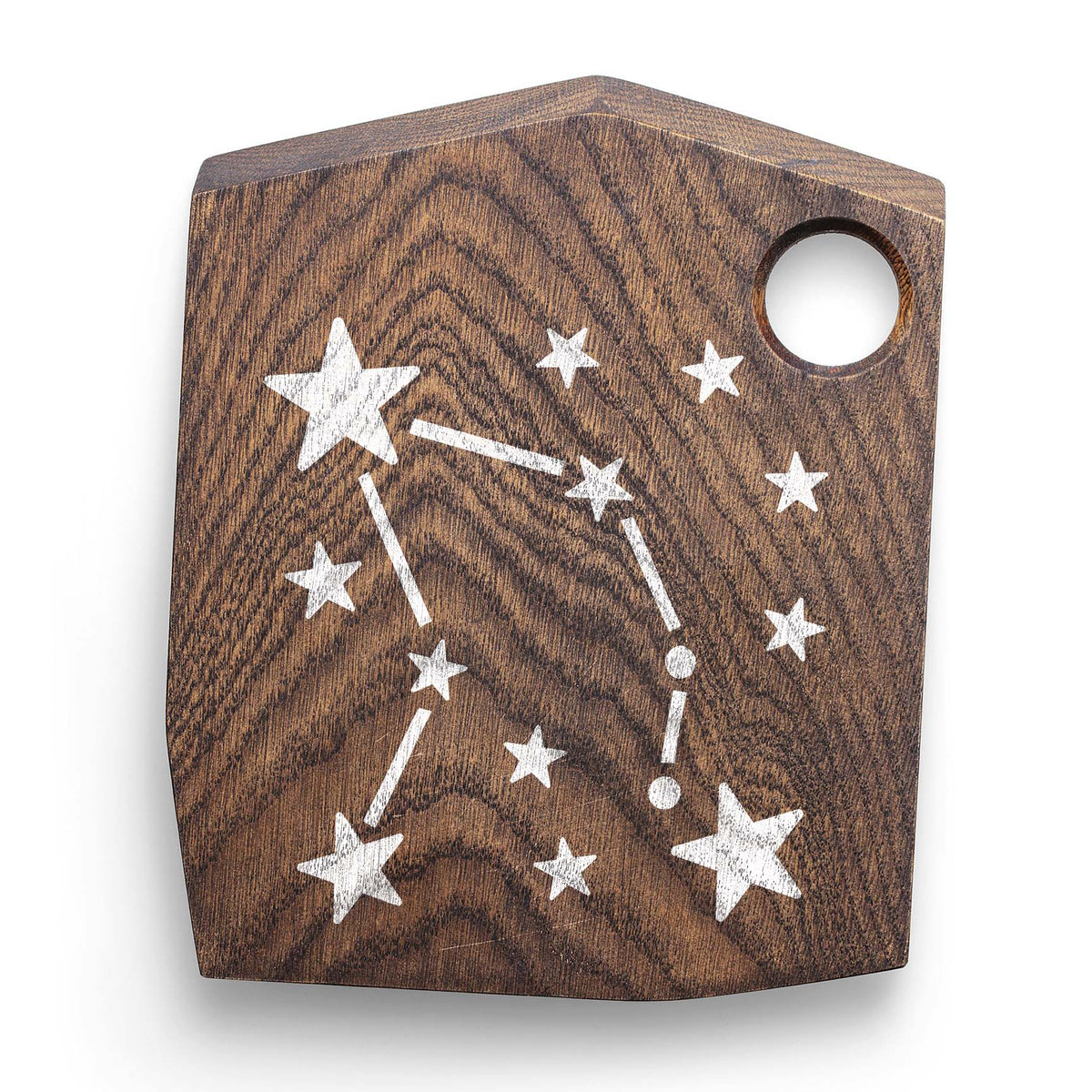 Big Dipper Constellation Night Sky Stencil painted on wooden cutting board