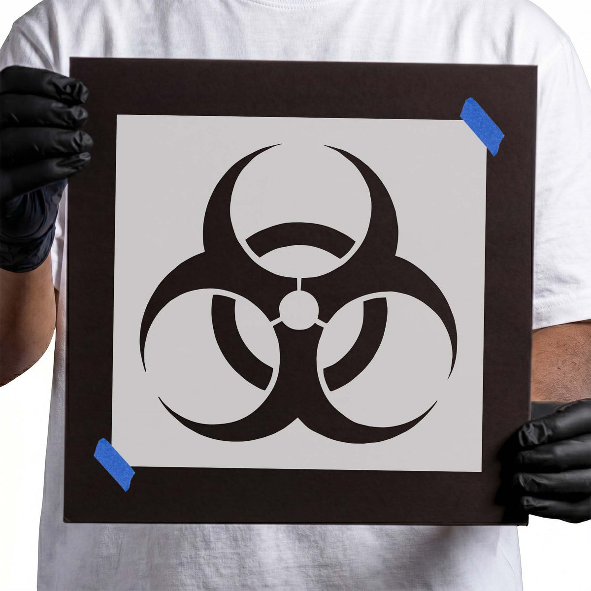 Classic biohazard trefoil symbol stencil