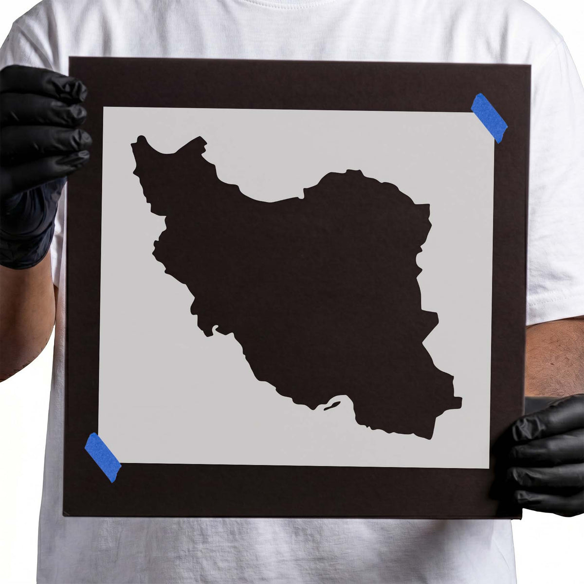 Iran stencil with a bold country outline and distinct map silhouette
