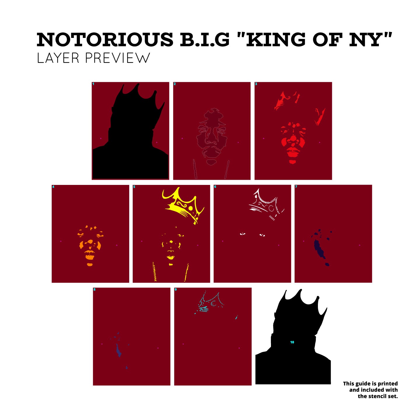 Notorious B.I.G "King of NY" Layered Stencil Set