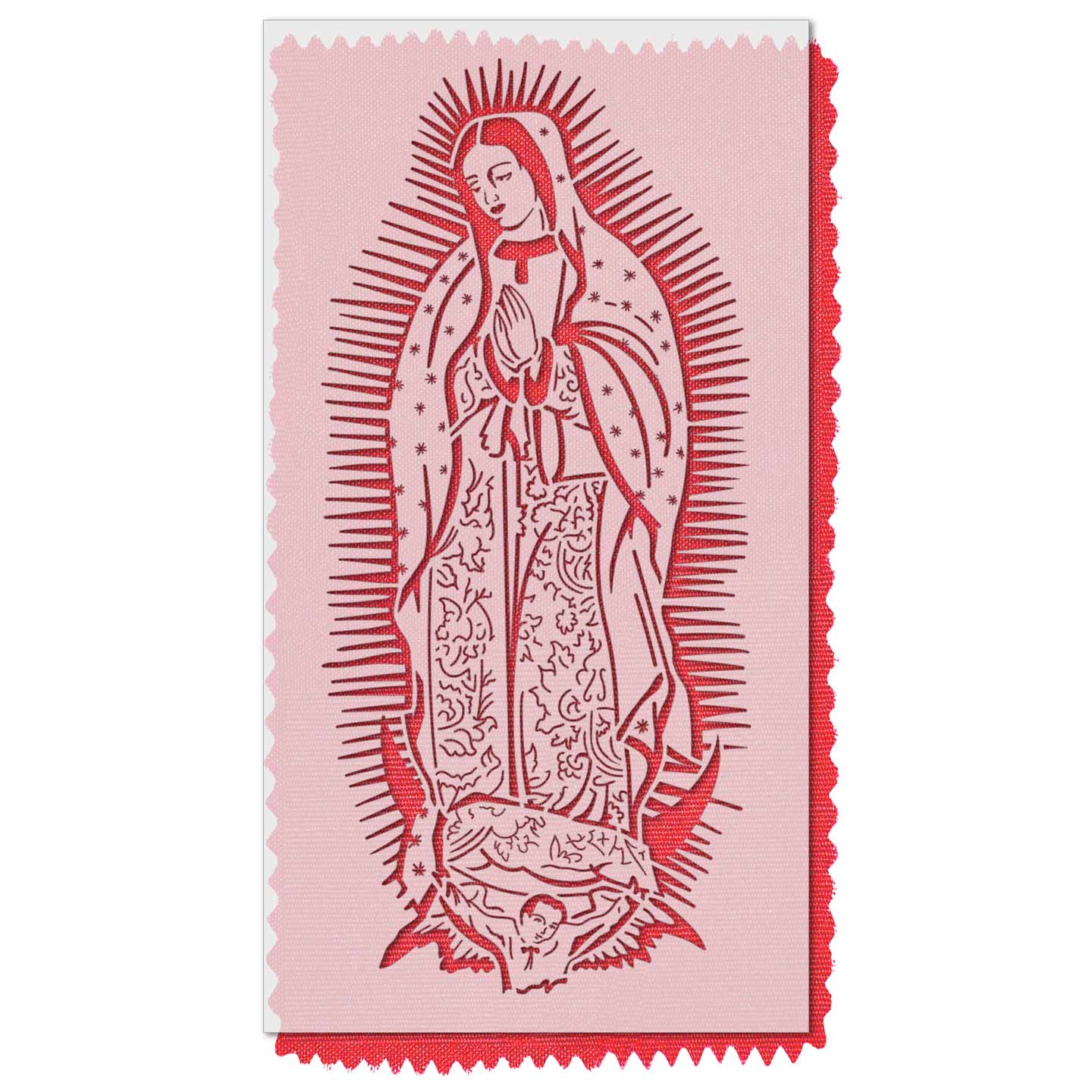 our lady of guadlupe stencil on red background