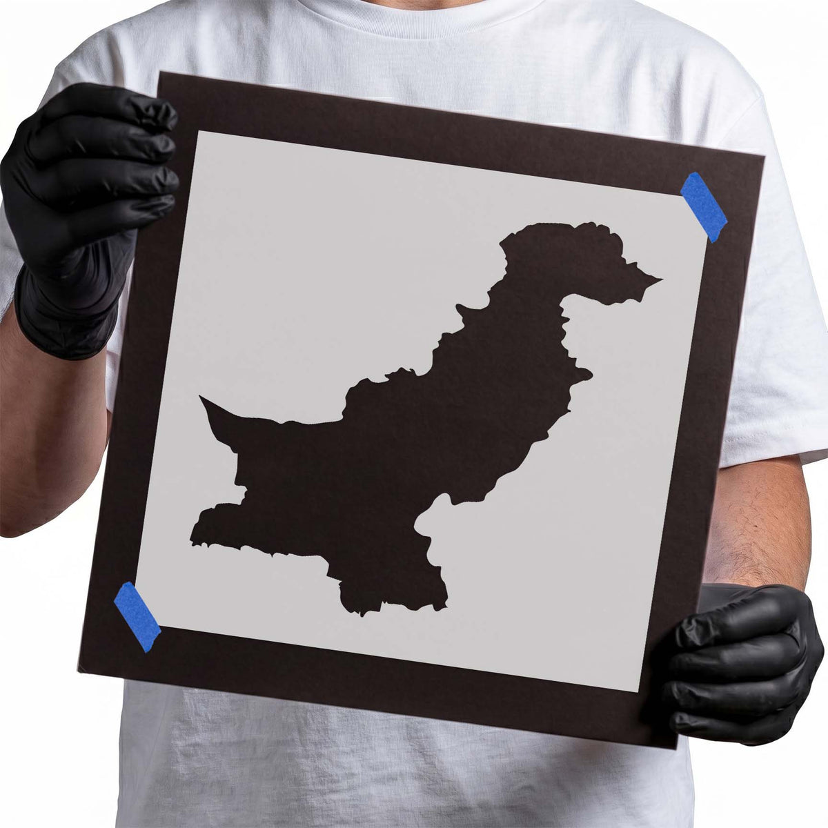 Pakistan Stencil showing a bold country outline silhouette for map decor and geography crafts