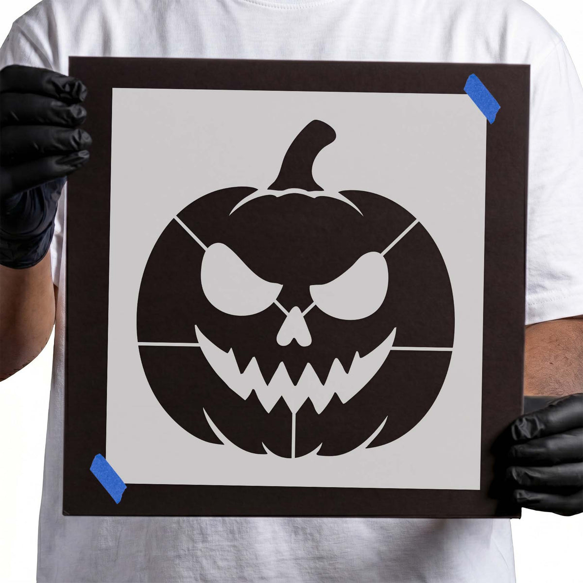 Pumpkin Halloween stencil with angry jack o lantern face