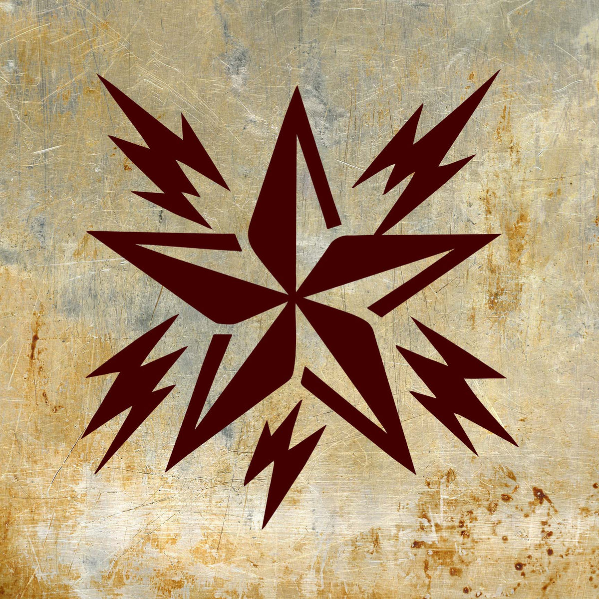 Bold Rockstar Lightning Star Stencil brings electric star details to a distressed metal surface