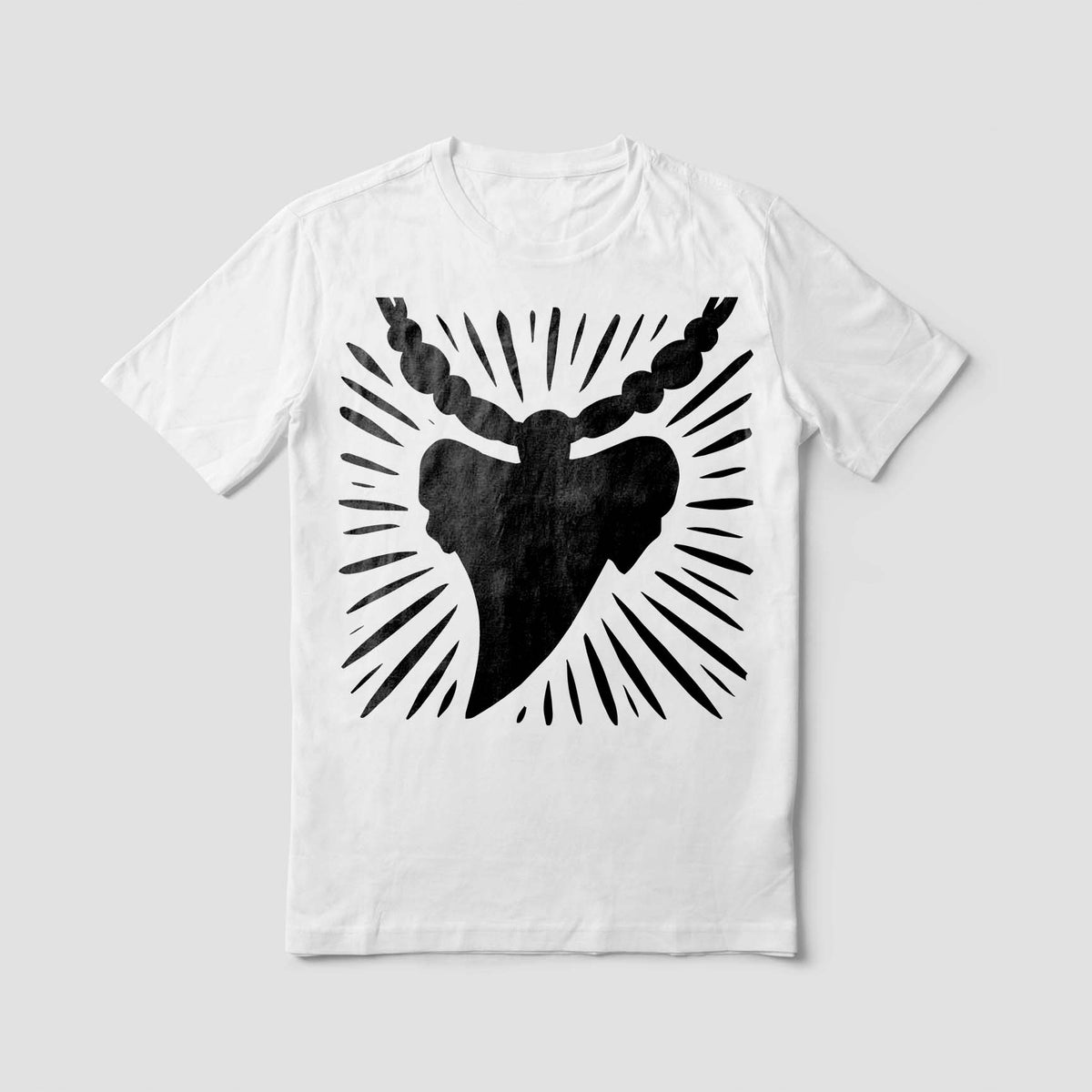 Shark Tooth Necklace Stencil makes a bold pendant-inspired graphic on a white T-shirt