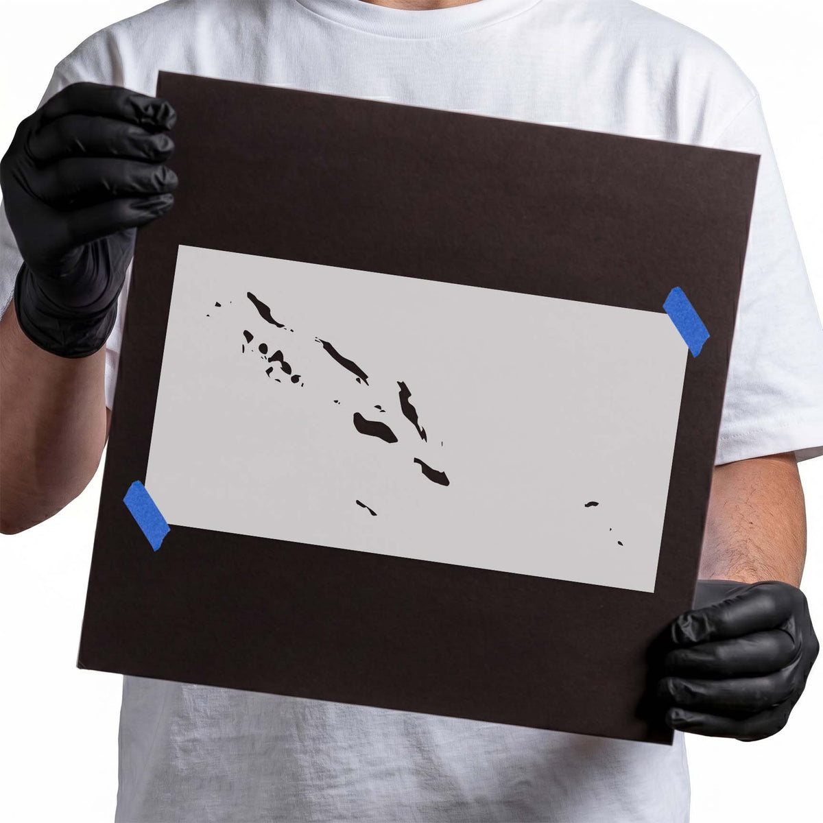 Solomon Islands stencil with a scattered island chain silhouette