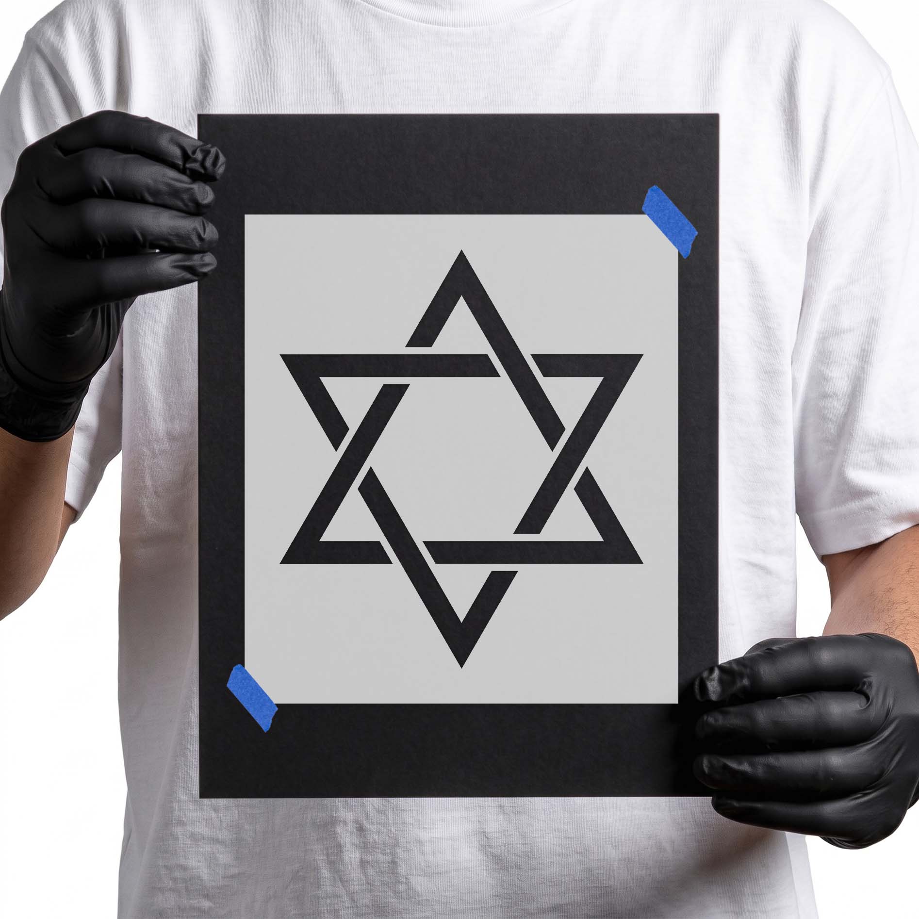 Six-pointed geometric Star of David symbol with intersecting triangles and clean bold lines