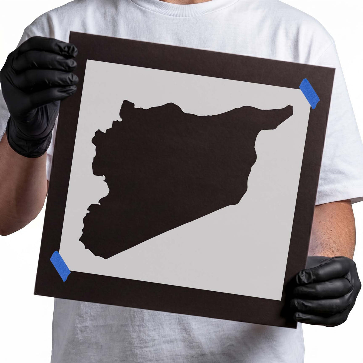 Syria stencil with a bold country silhouette and distinct map outline