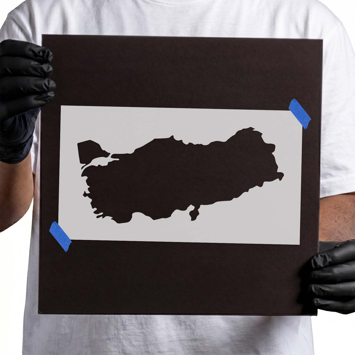 Turkey stencil featuring an elongated country silhouette with irregular coastlines and detailed borders