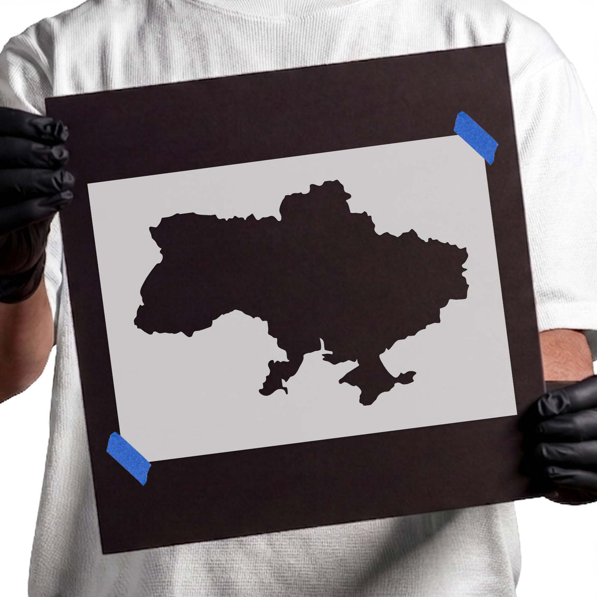 Ukraine stencil with a bold country silhouette and distinct map outline